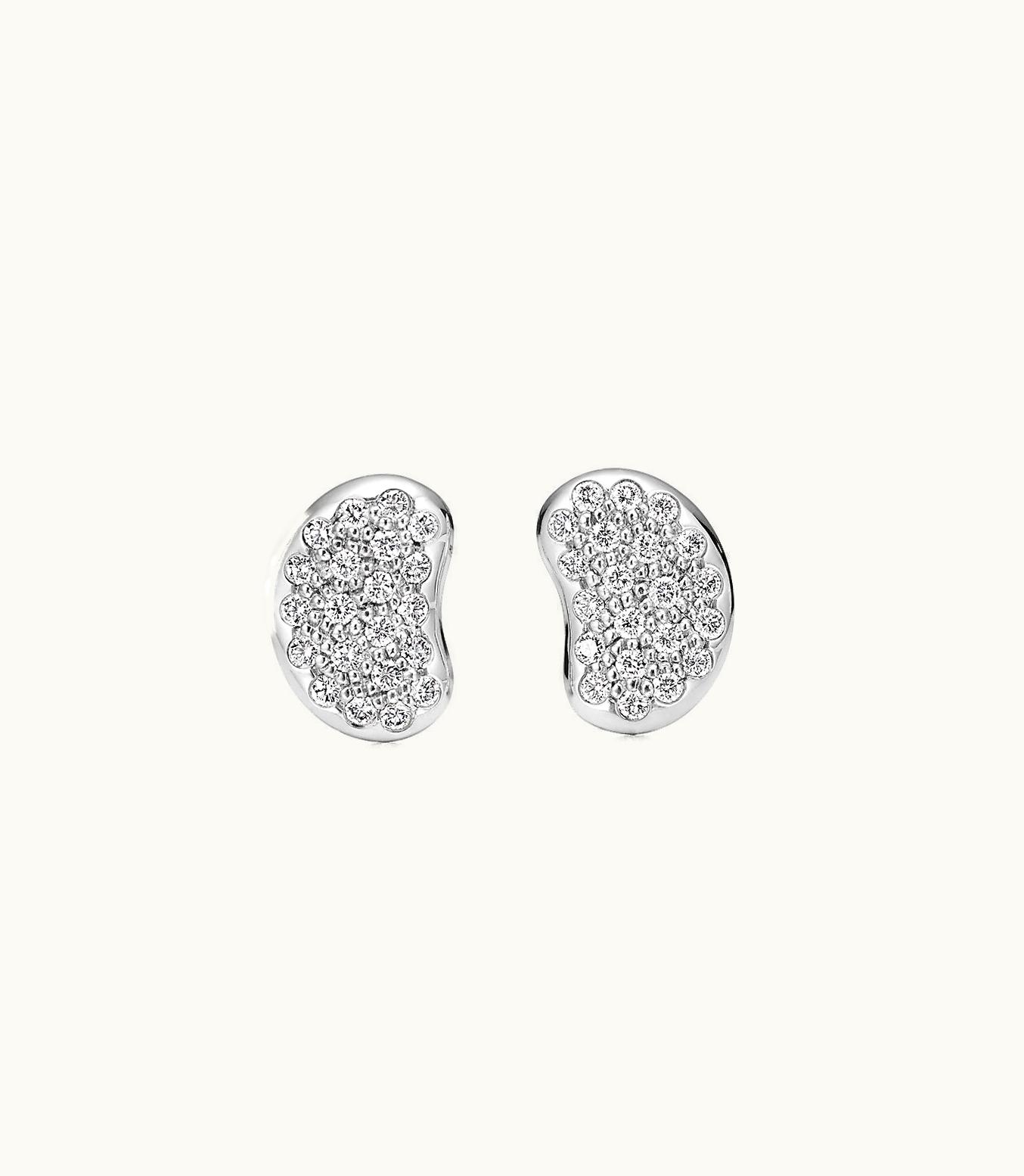 Tiffany & Co Elsa Peretti® Bean Design Earrings In Platinum With Diamonds