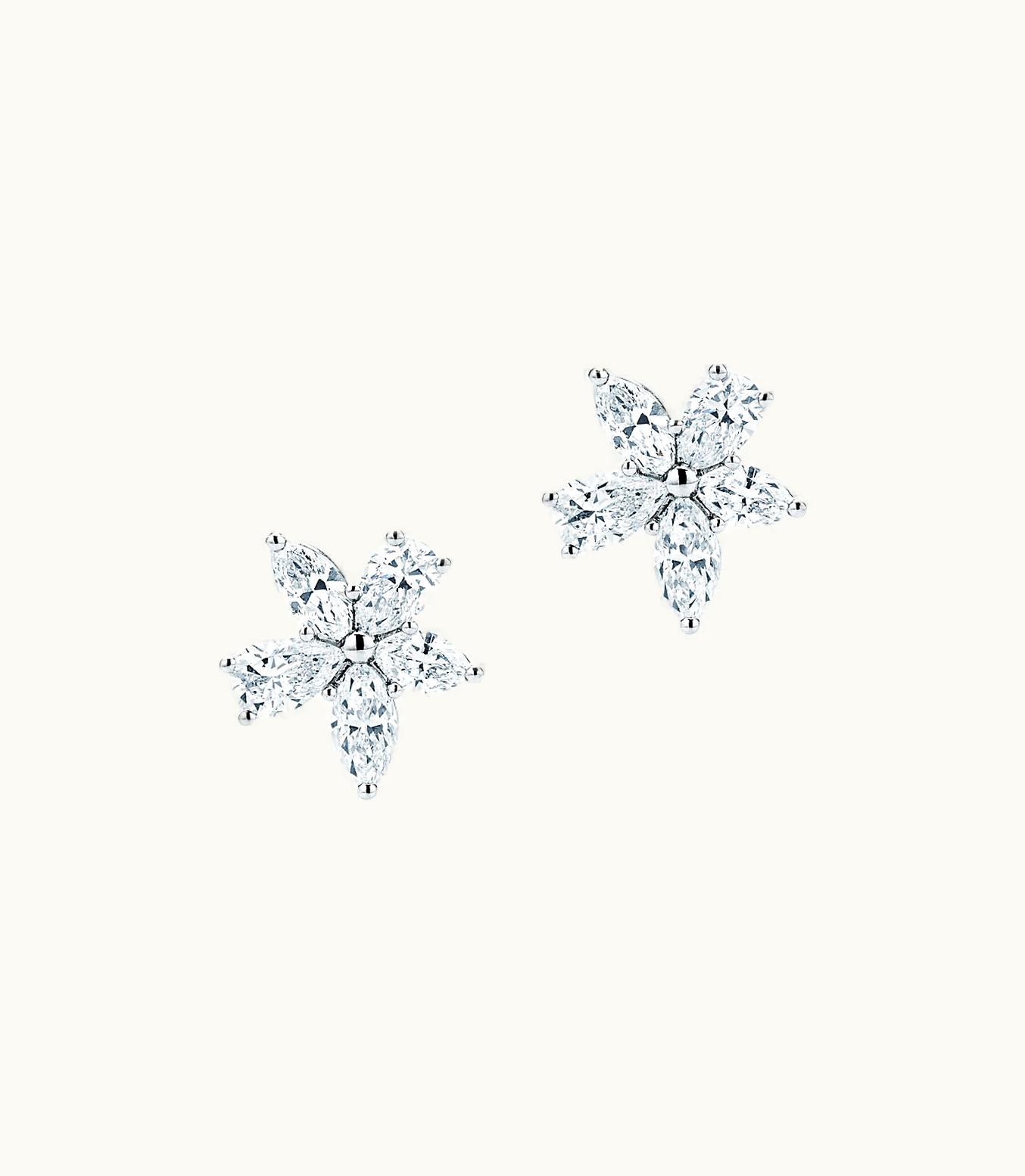 Tiffany & Co Tiffany Victoria® Mixed Cluster Earrings In Platinum With Diamonds, Large