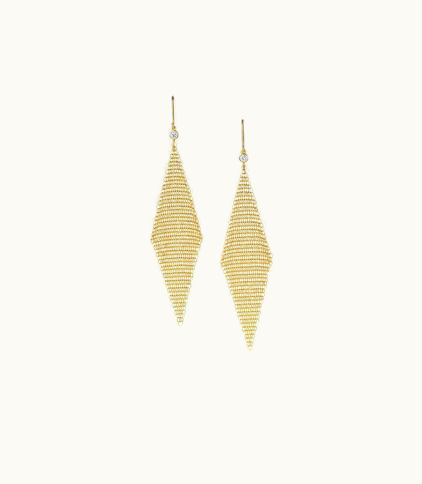 Tiffany & Co Elsa Peretti® Mesh Earrings In 18K Gold With Diamonds, Small