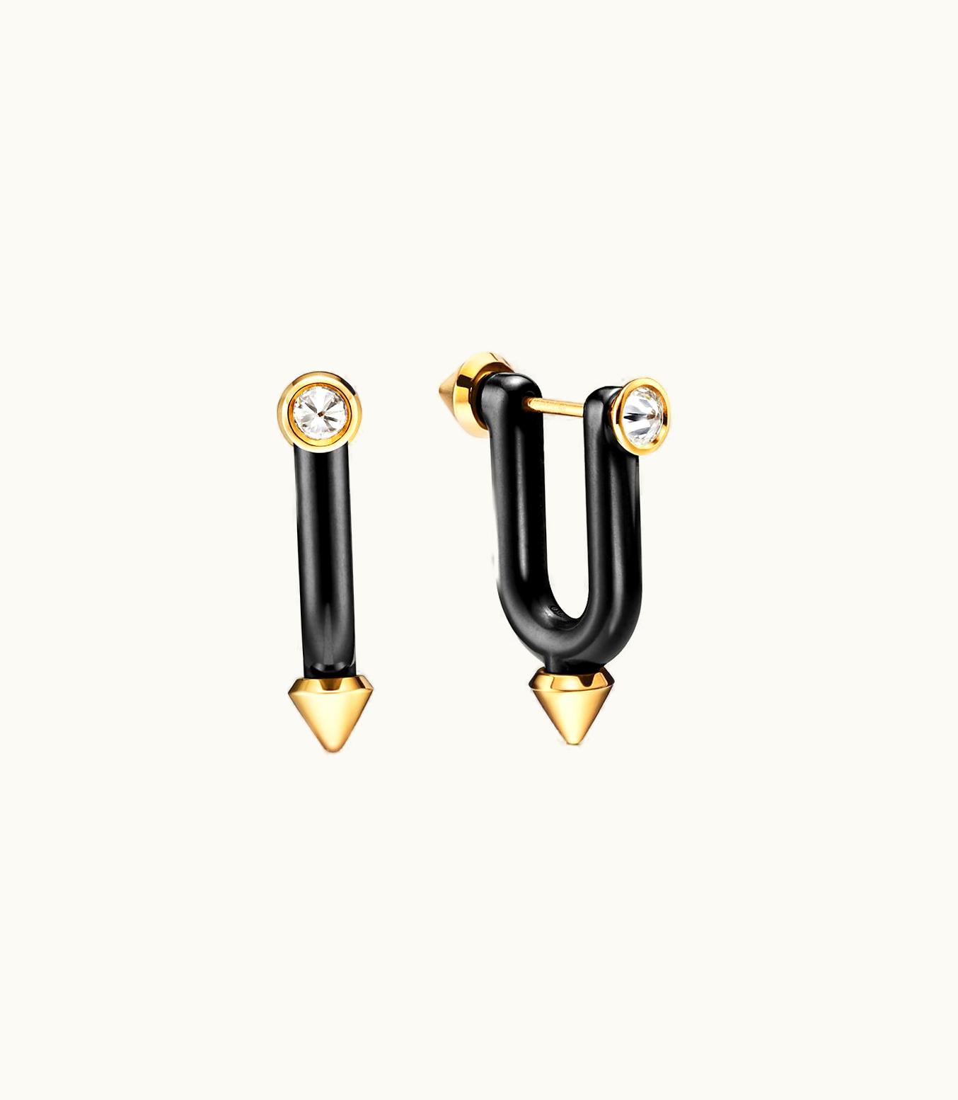 Tiffany & Co Tiffany Titan By Pharrell Williams Earrings In Titanium, Gold And Diamonds In Titanium, Gold And Diamonds