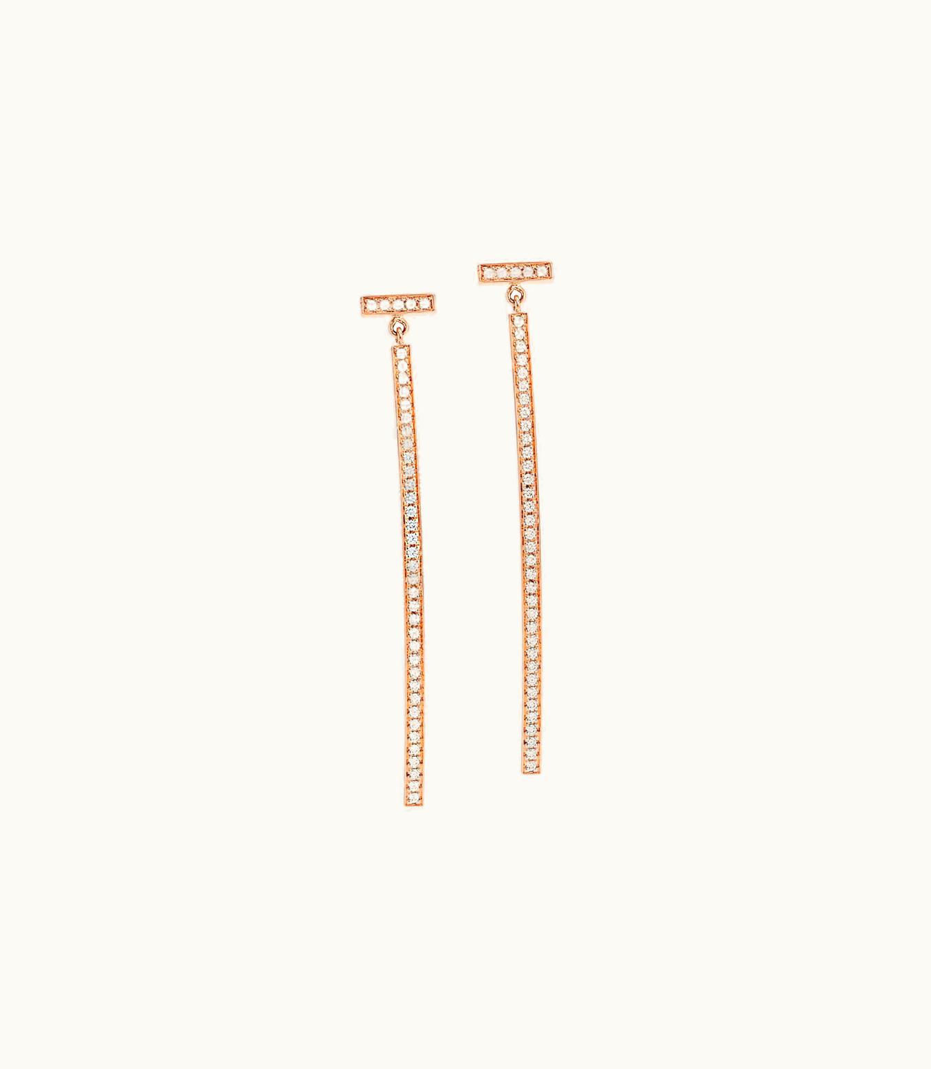 Tiffany & Co Tiffany T Diamond Bar Earrings In 18K Rose Gold