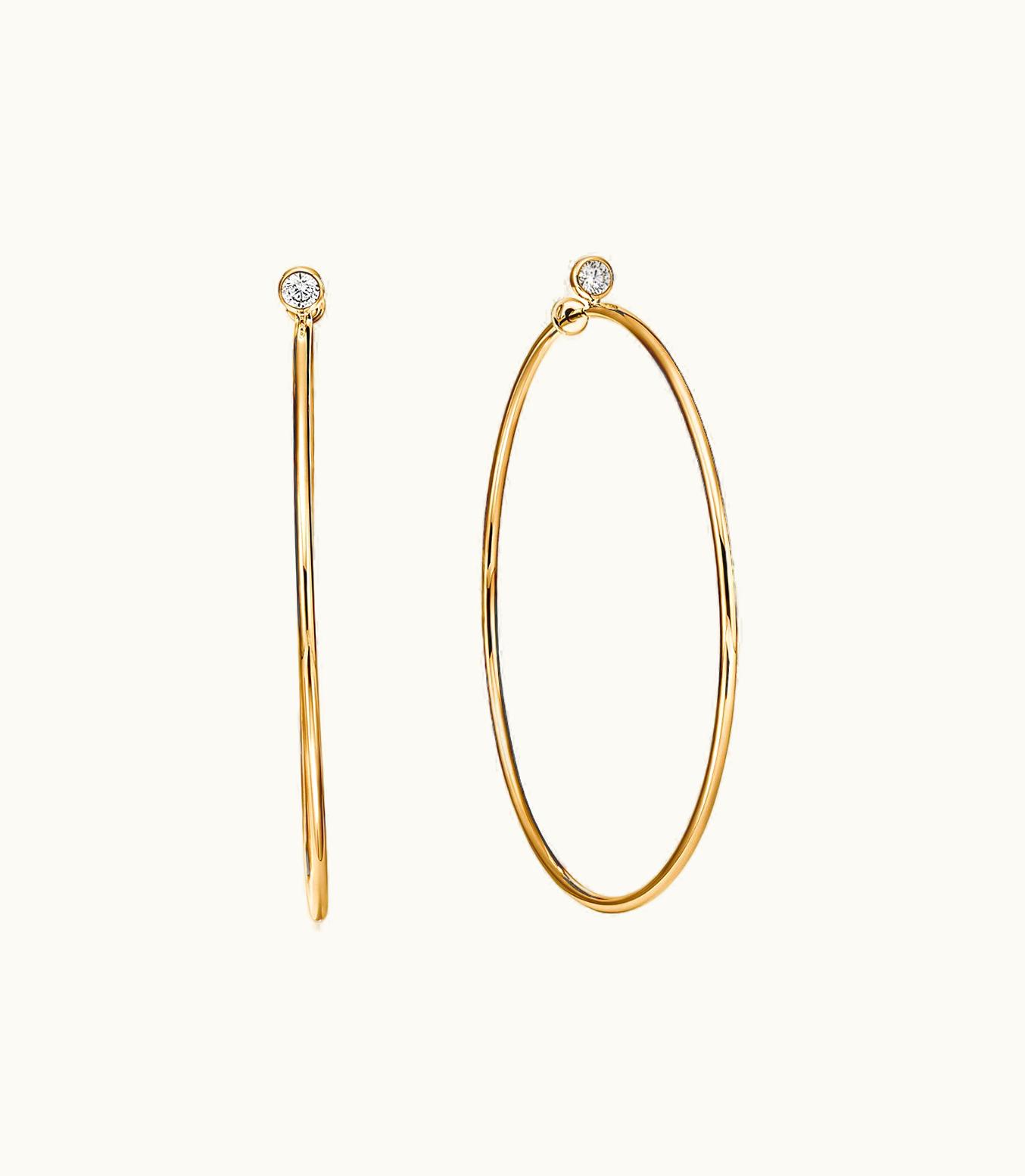 Tiffany & Co Elsa Peretti® Diamond Hoop Earrings In 18K Gold With Diamonds, Medium