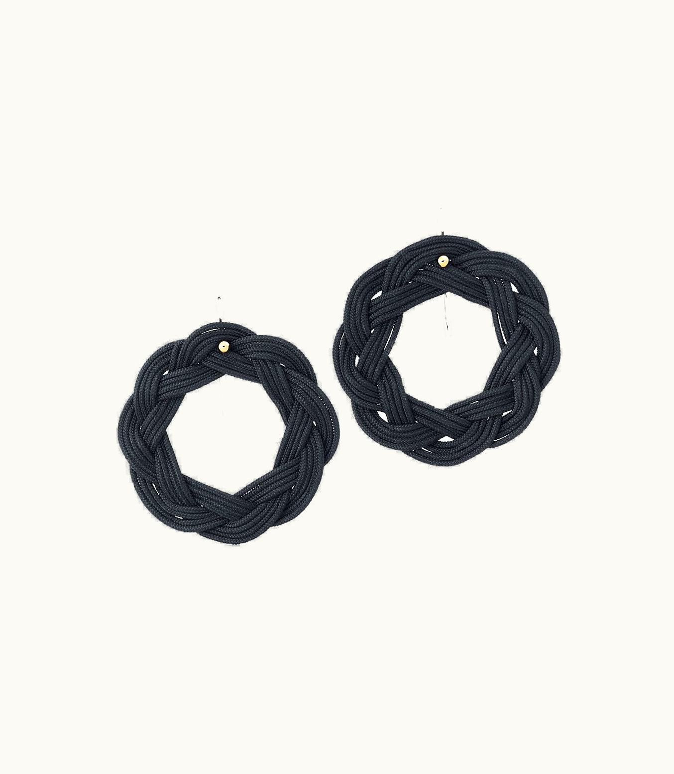 Tiffany & Co Elsa Peretti® Circle Hook Earrings In Black Woven Silk With 18K Gold