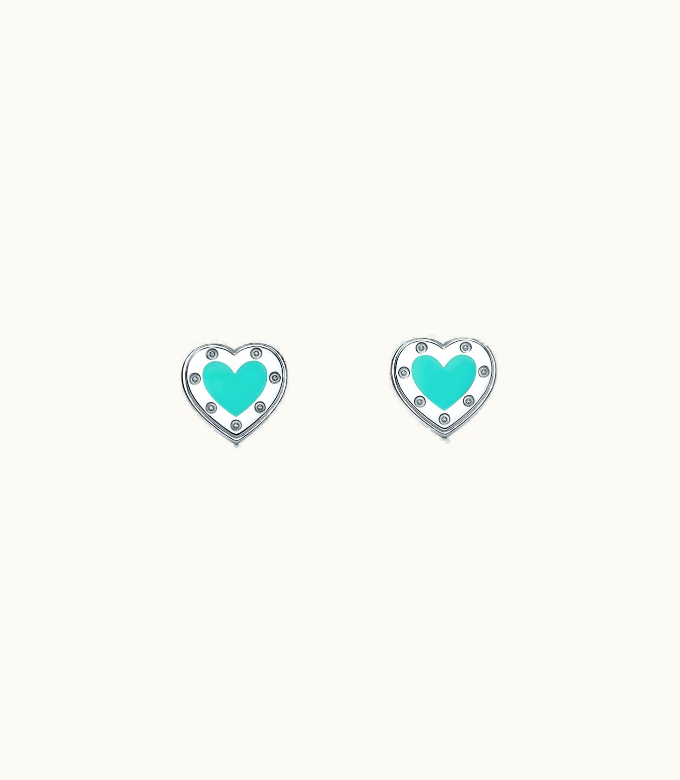 Tiffany & Co Return To Tiffany™ Love Heart Earrings In Silver With Enamel Finish, Mini