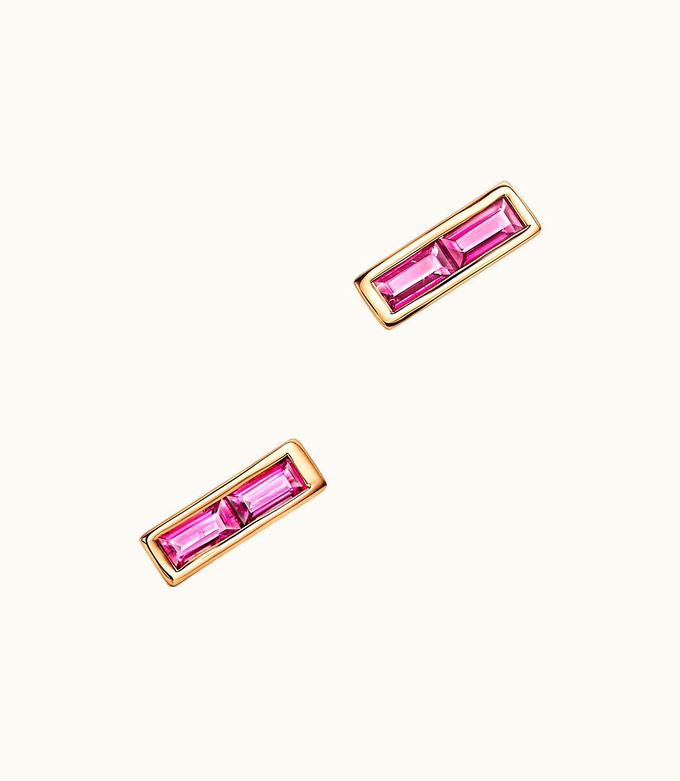 Tiffany & Co Paloma's Studio Bar Earrings In 18K Gold With Baguette Rubellites