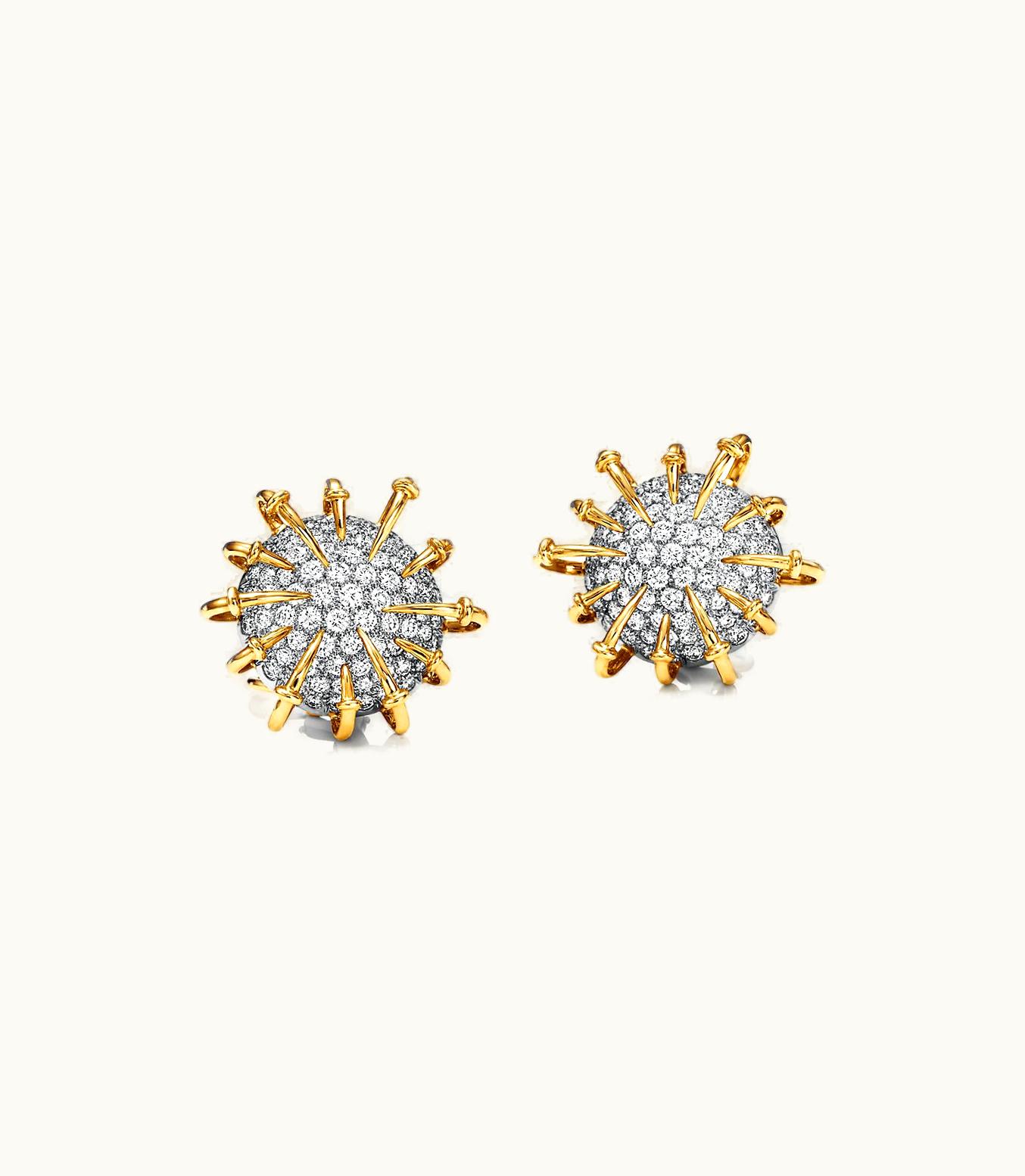 Tiffany & Co Tiffany & Co. Schlumberger Apollo Ear Clips In Gold With Diamonds In Platinum