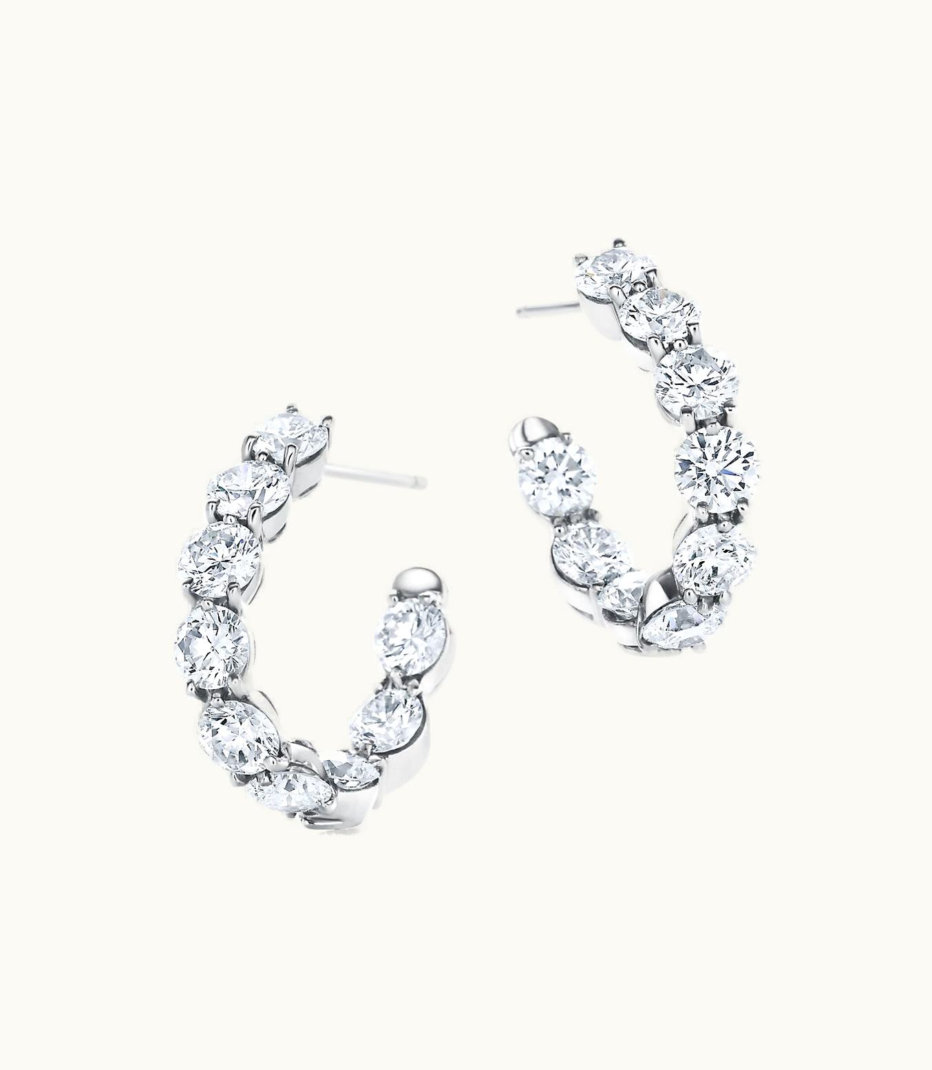 Tiffany & Co Inside-Out Hoop Earrings In Platinum With Diamonds