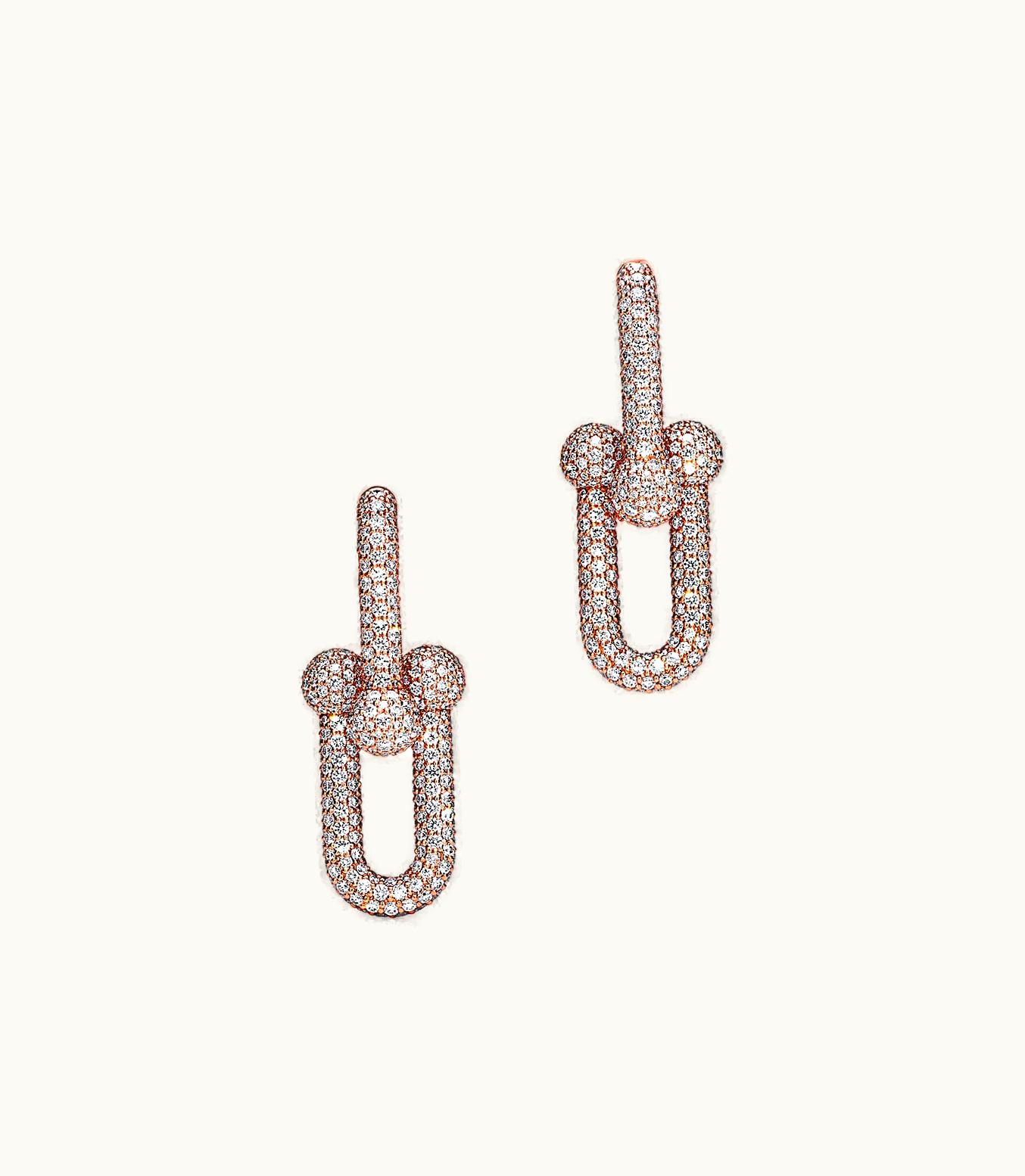 Tiffany & Co Tiffany Hardwear Large Link Earrings In Rose Gold With Pavé Diamonds