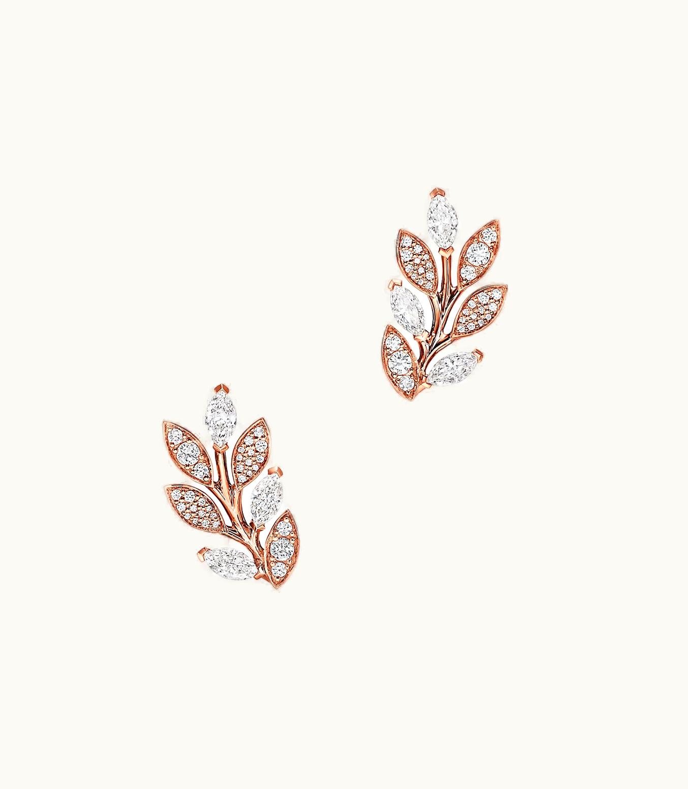 Tiffany & Co Tiffany Victoria® Diamond Vine Climber Earrings In 18K Rose Gold