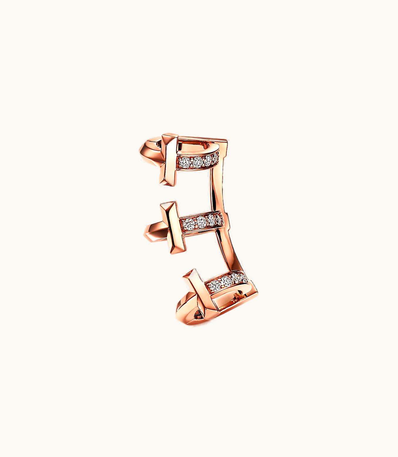 Tiffany & Co Tiffany T T1 Ear Cuff In Rose Gold With Diamonds
