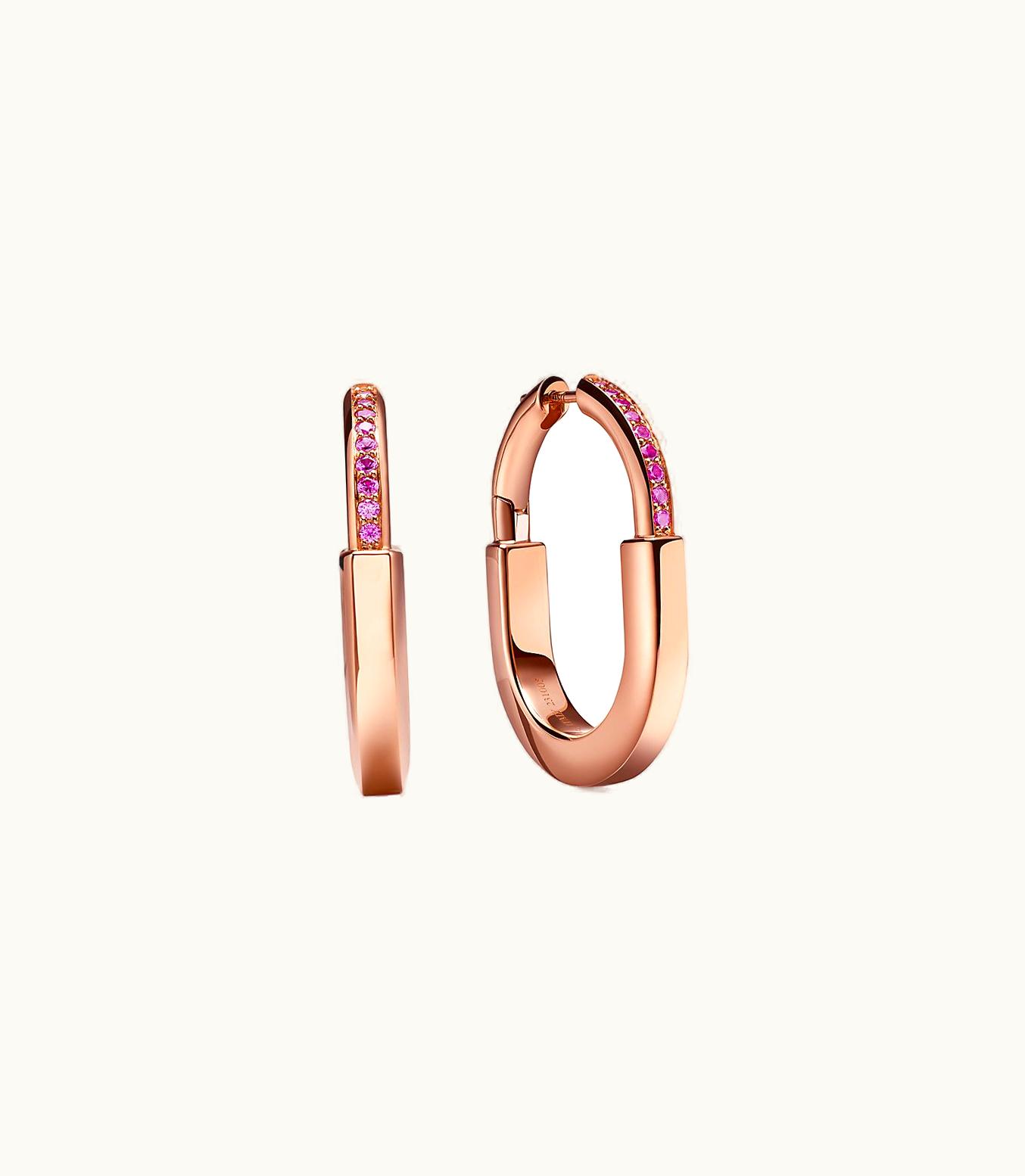 Tiffany & Co Tiffany Lock Medium Earrings In Rose Gold With Pink Sapphires