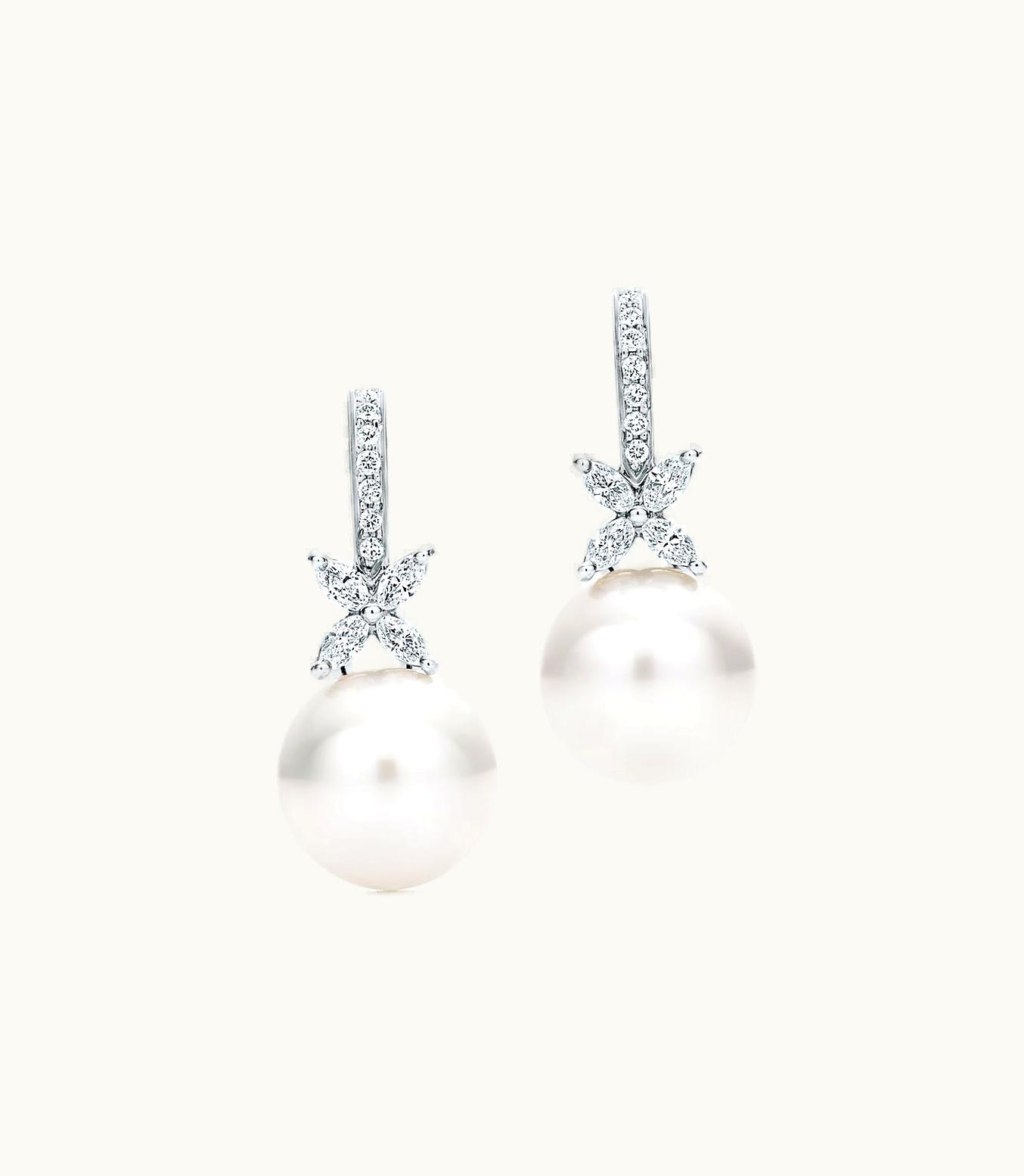 Tiffany & Co Tiffany Victoria® Earrings In Platinum With South Sea Pearls And Diamonds