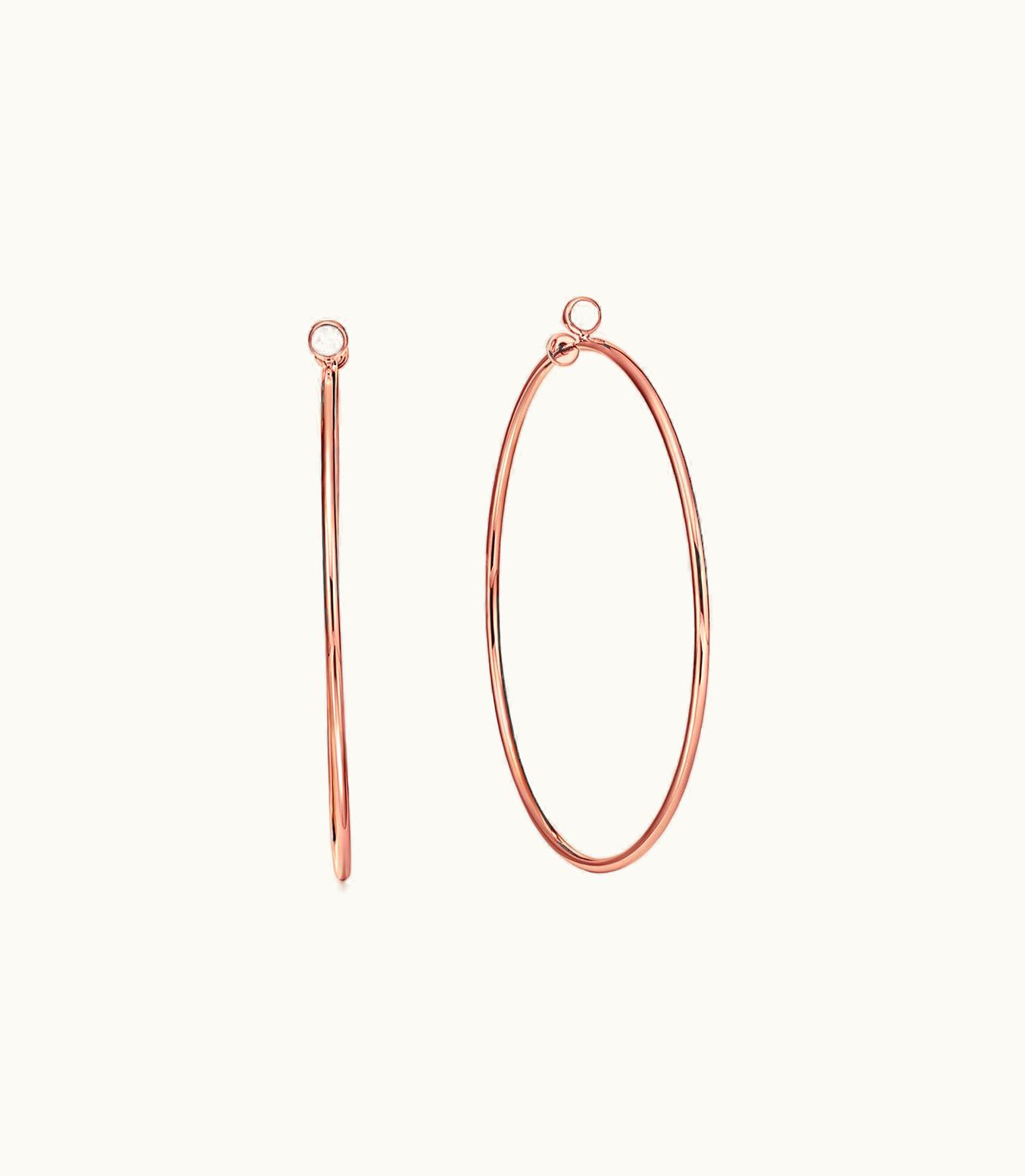 Tiffany & Co Elsa Peretti® Diamond Hoop Earrings In 18K Rose Gold With Diamonds, Medium