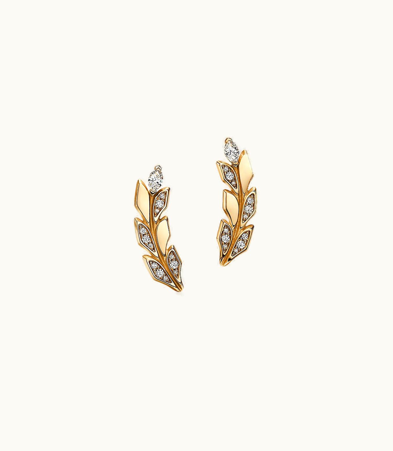 Tiffany & Co Tiffany Victoria® Vine Climber Earrings In Yellow Gold With Diamonds