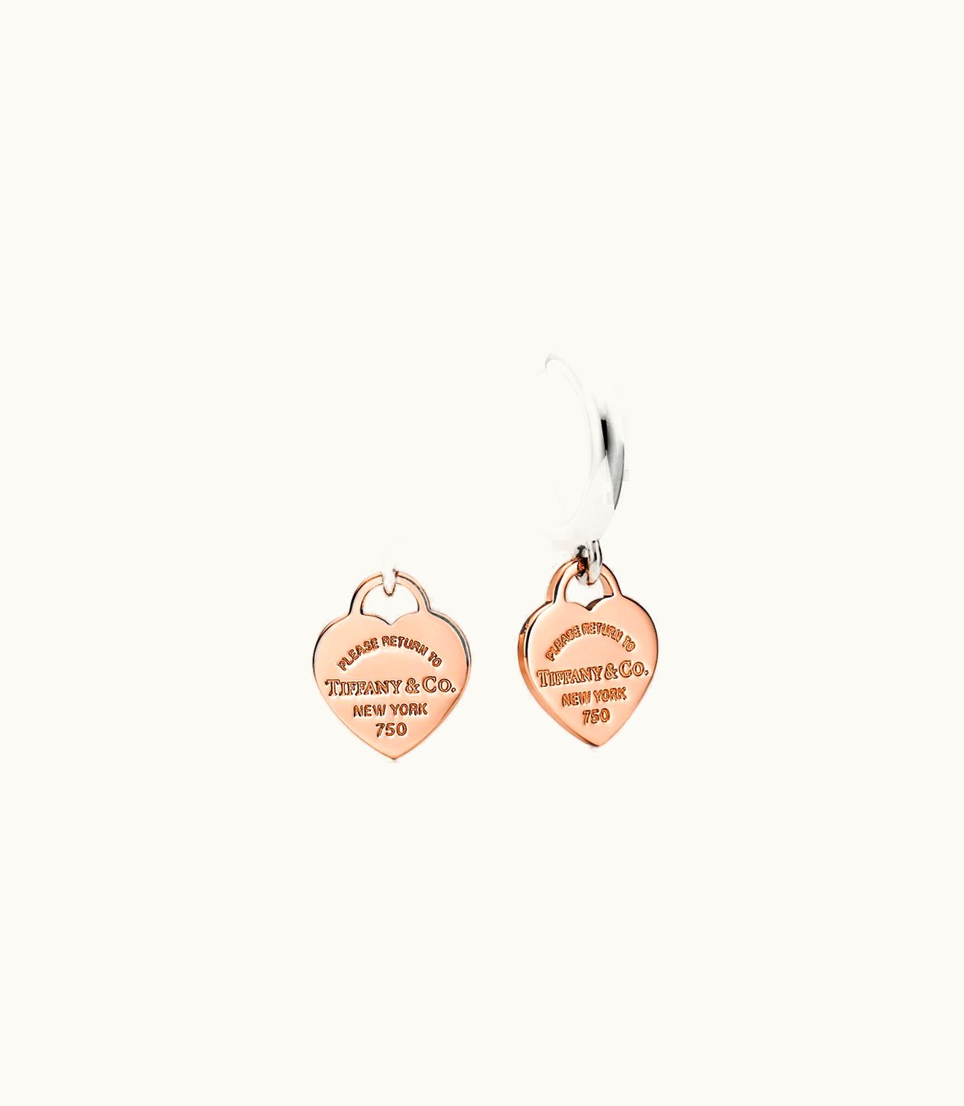 Tiffany & Co Return To Tiffany™ Hoop Earrings In Sterling Silver And Rose Gold, Mini