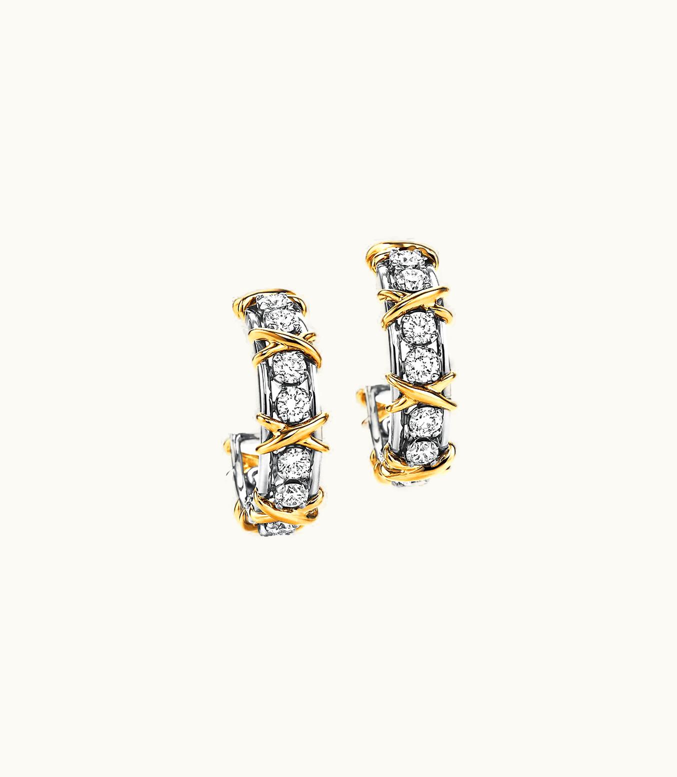 Tiffany & Co Tiffany & Co. Schlumberger Twenty Stone Hoop Earrings In Gold With Diamonds