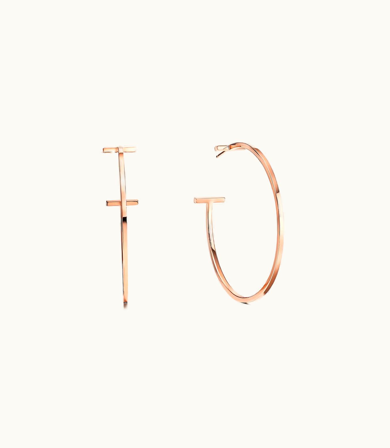 Tiffany & Co Tiffany T Wire Hoop Earrings In 18K Rose Gold, Extra Large