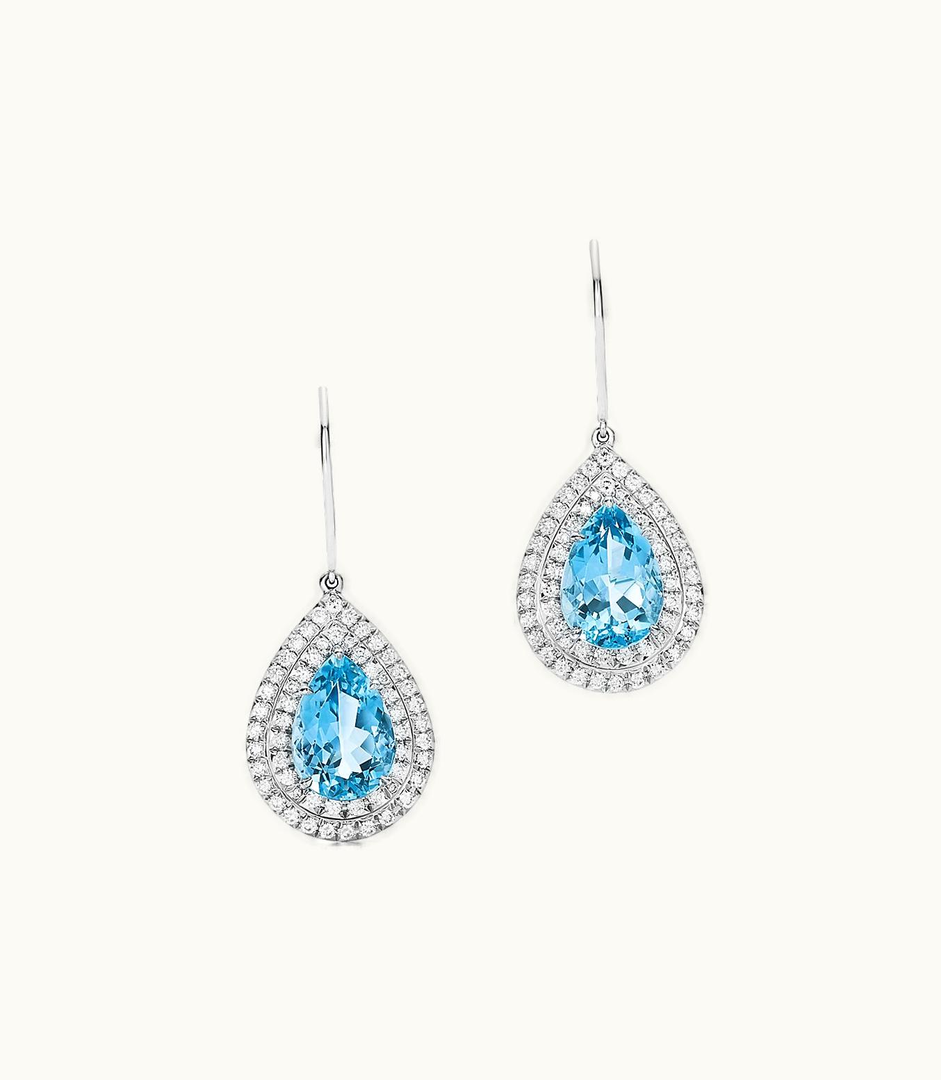 Tiffany & Co Tiffany Soleste Earrings In Platinum With Diamonds And Aquamarines