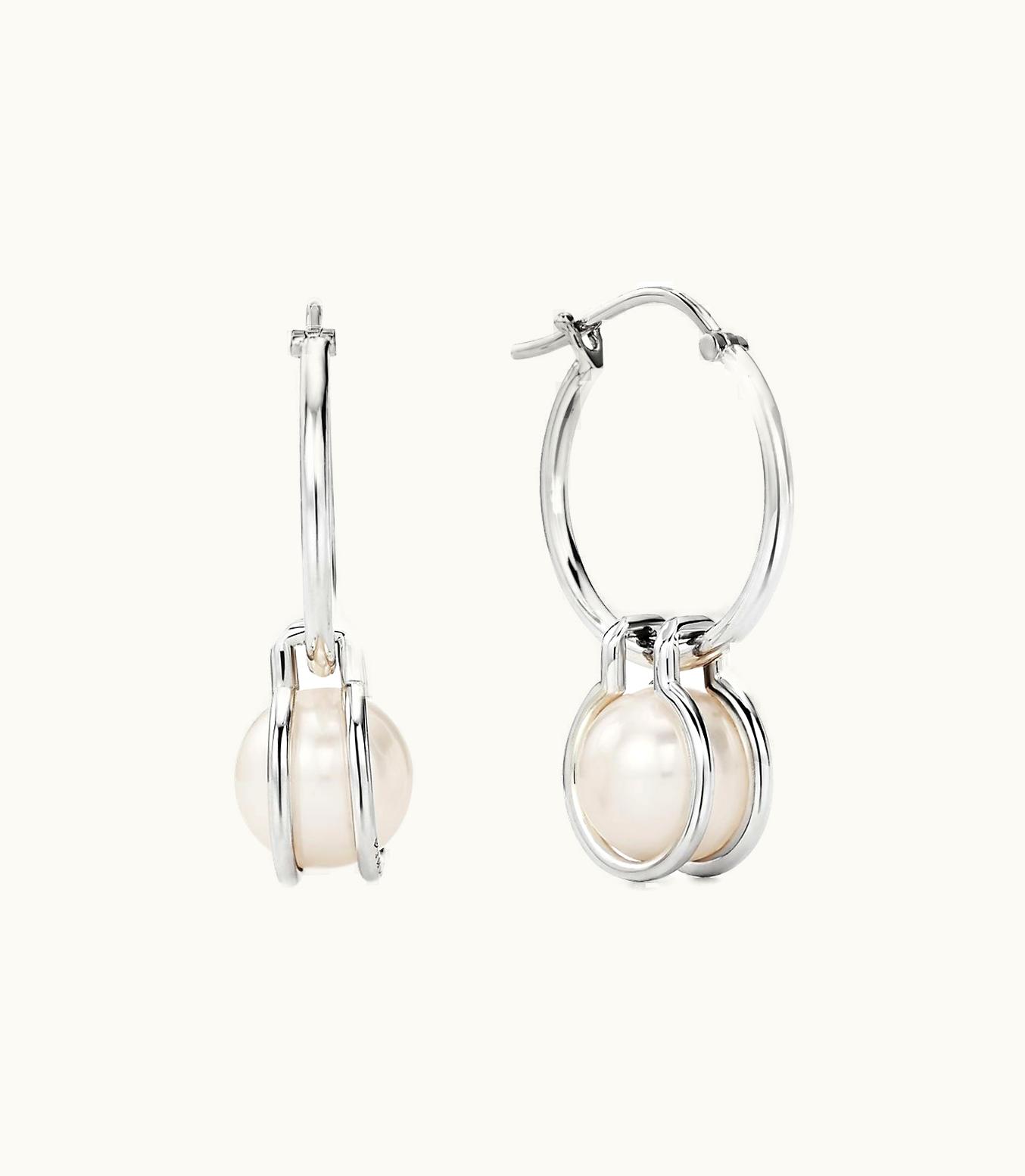 Tiffany & Co Tiffany Hardwear Pearl Hoop Earrings In Sterling Silver