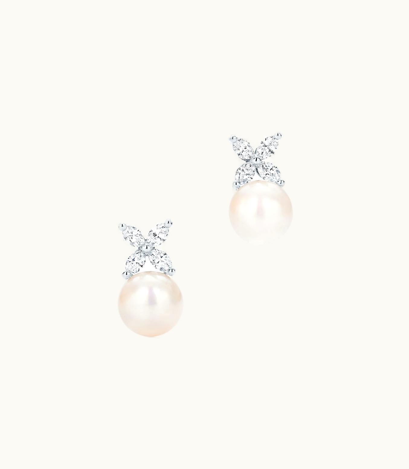 Tiffany & Co Tiffany Victoria® Earrings In Platinum With Akoya Cultured Pearls And Diamonds