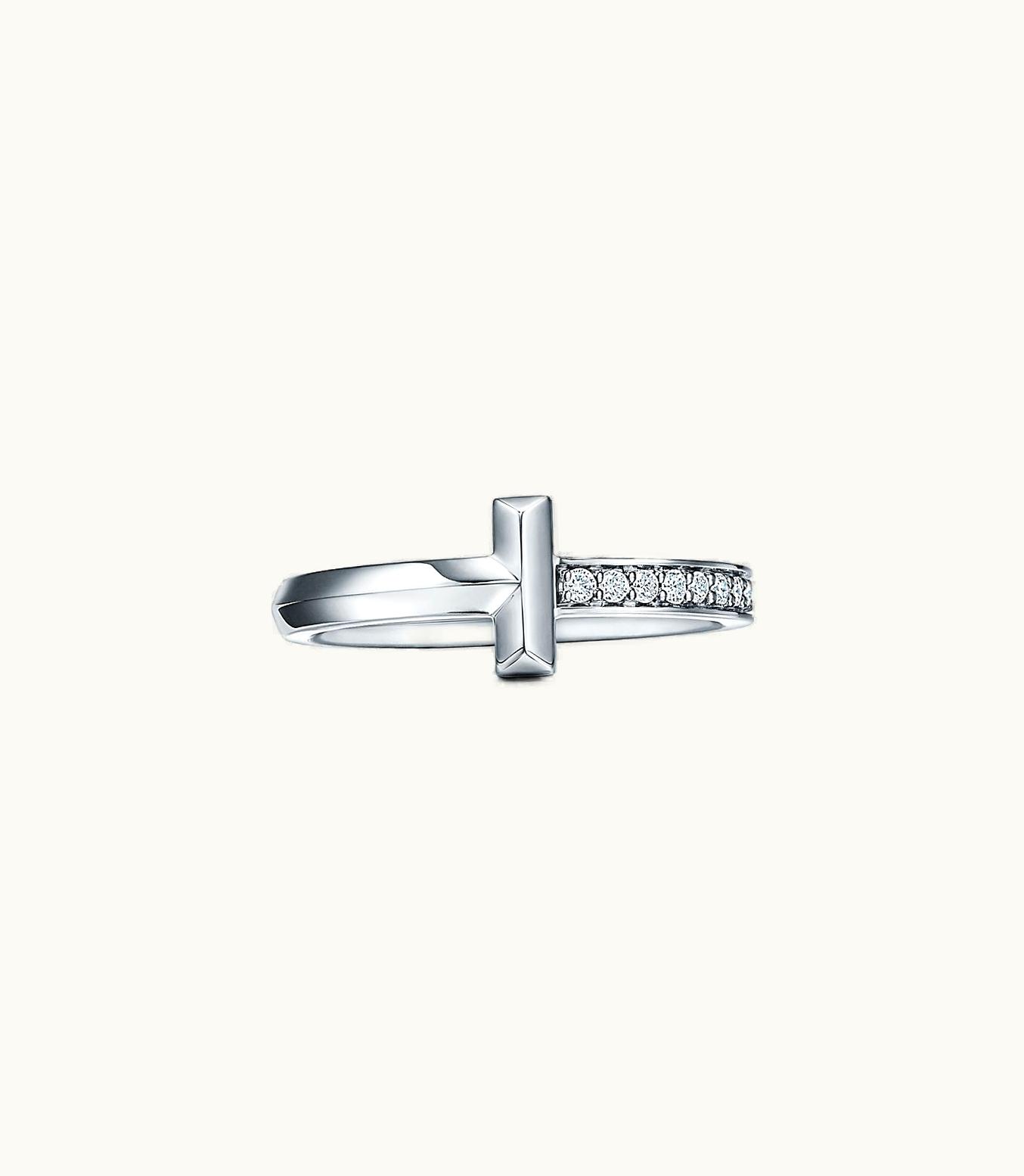 Tiffany & Co Tiffany T T1 Ring In White Gold With Diamonds, 2.5 Mm Wide