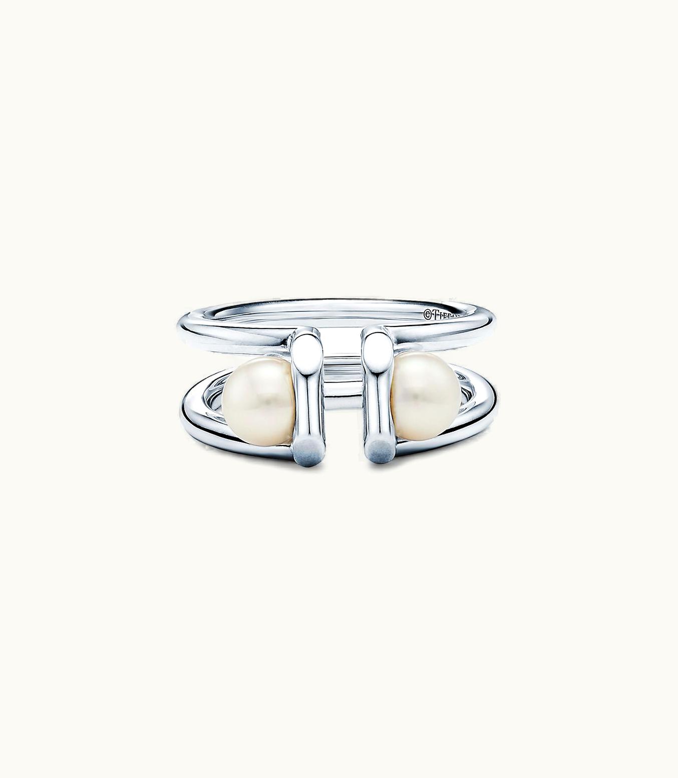 Tiffany & Co Tiffany Hardwear Double Pearl Ring In Sterling Silver
