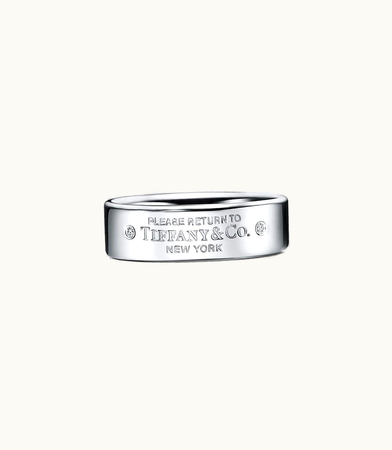 Tiffany & Co Return To Tiffany™ Narrow Ring In Sterling Silver With Diamonds, 6 Mm Wide