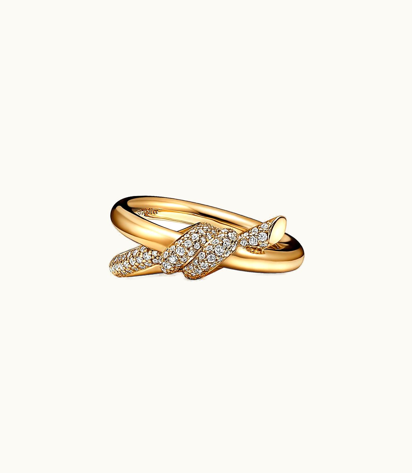 Tiffany & Co Tiffany Knot Double Row Ring In Yellow Gold With Diamonds