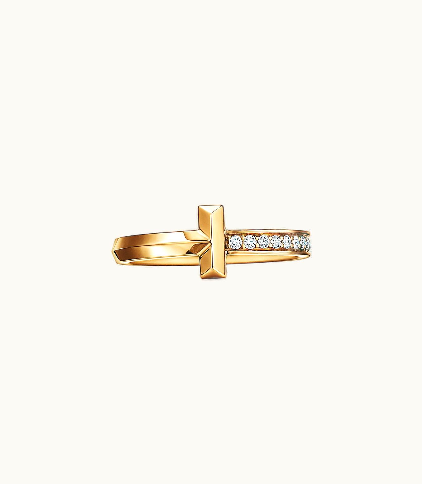 Tiffany & Co Tiffany T T1 Ring In Yellow Gold With Diamonds, 2.5 Mm Wide