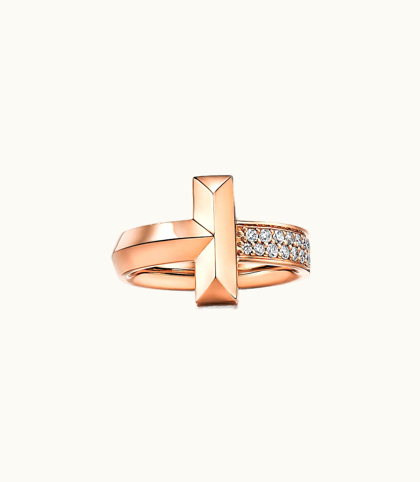 Tiffany & Co Tiffany T T1 Ring In Rose Gold With Diamonds, 4.5 Mm Wide