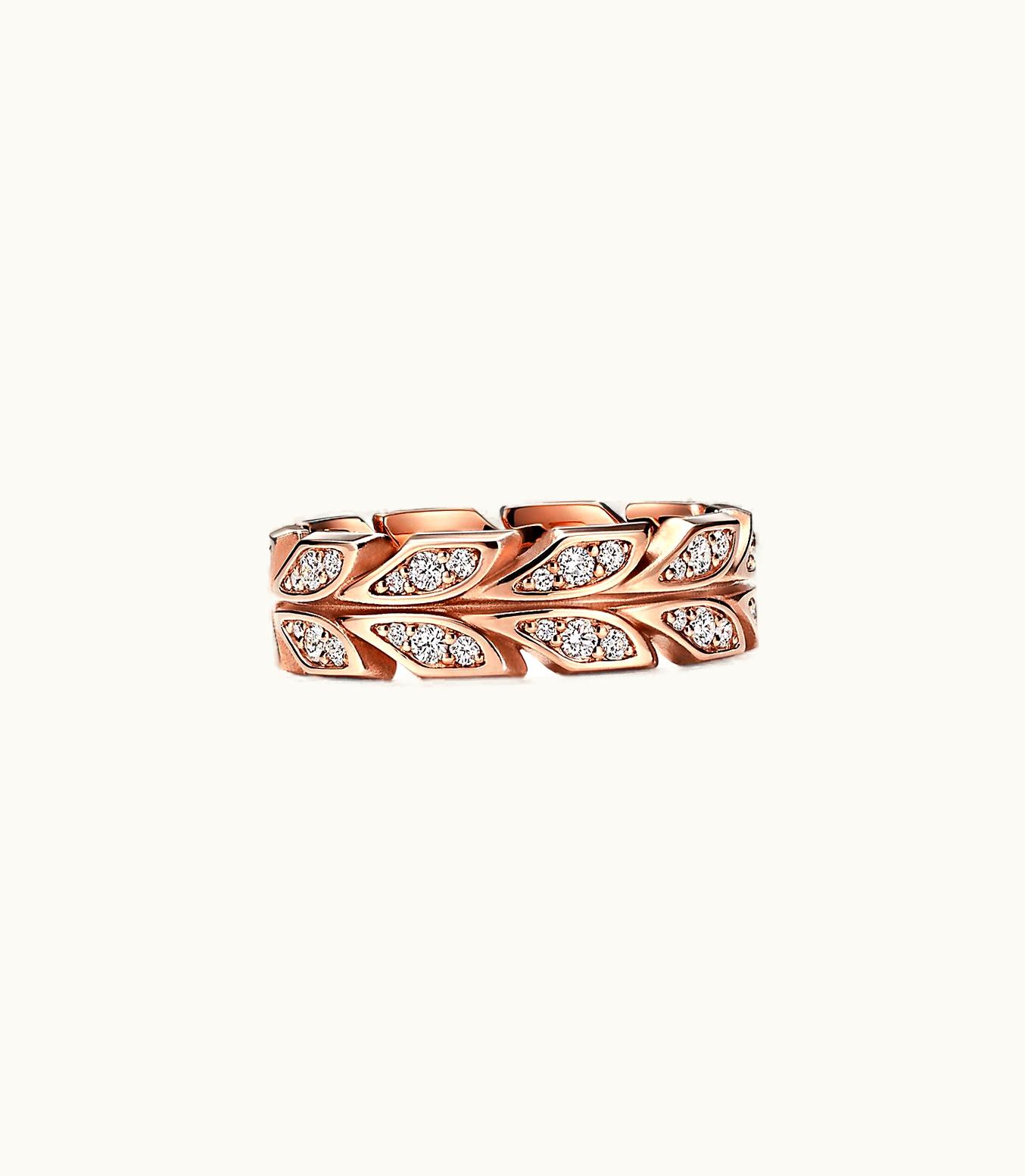 Tiffany & Co Tiffany Victoria® Vine Band Ring In Rose Gold With Diamonds, 6 Mm Wide