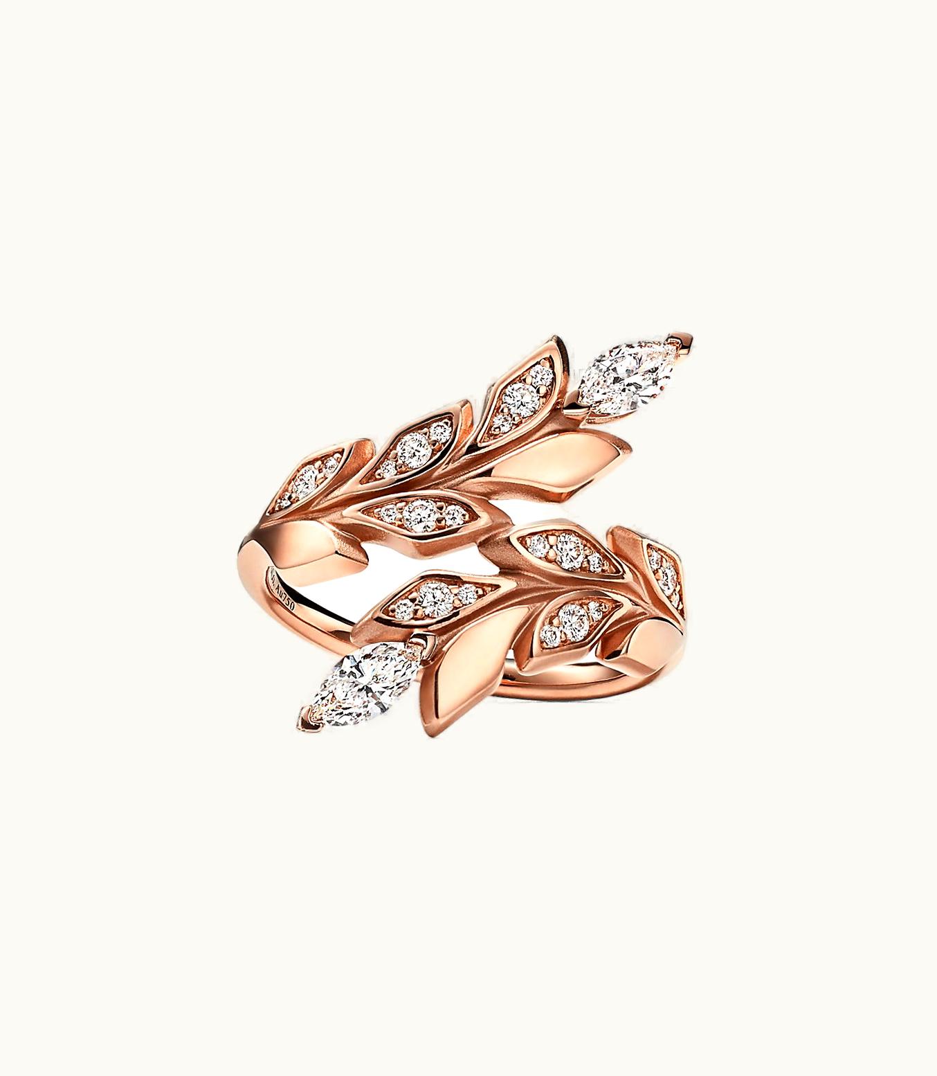 Tiffany & Co Tiffany Victoria® Vine Bypass Ring In Rose Gold With Diamonds