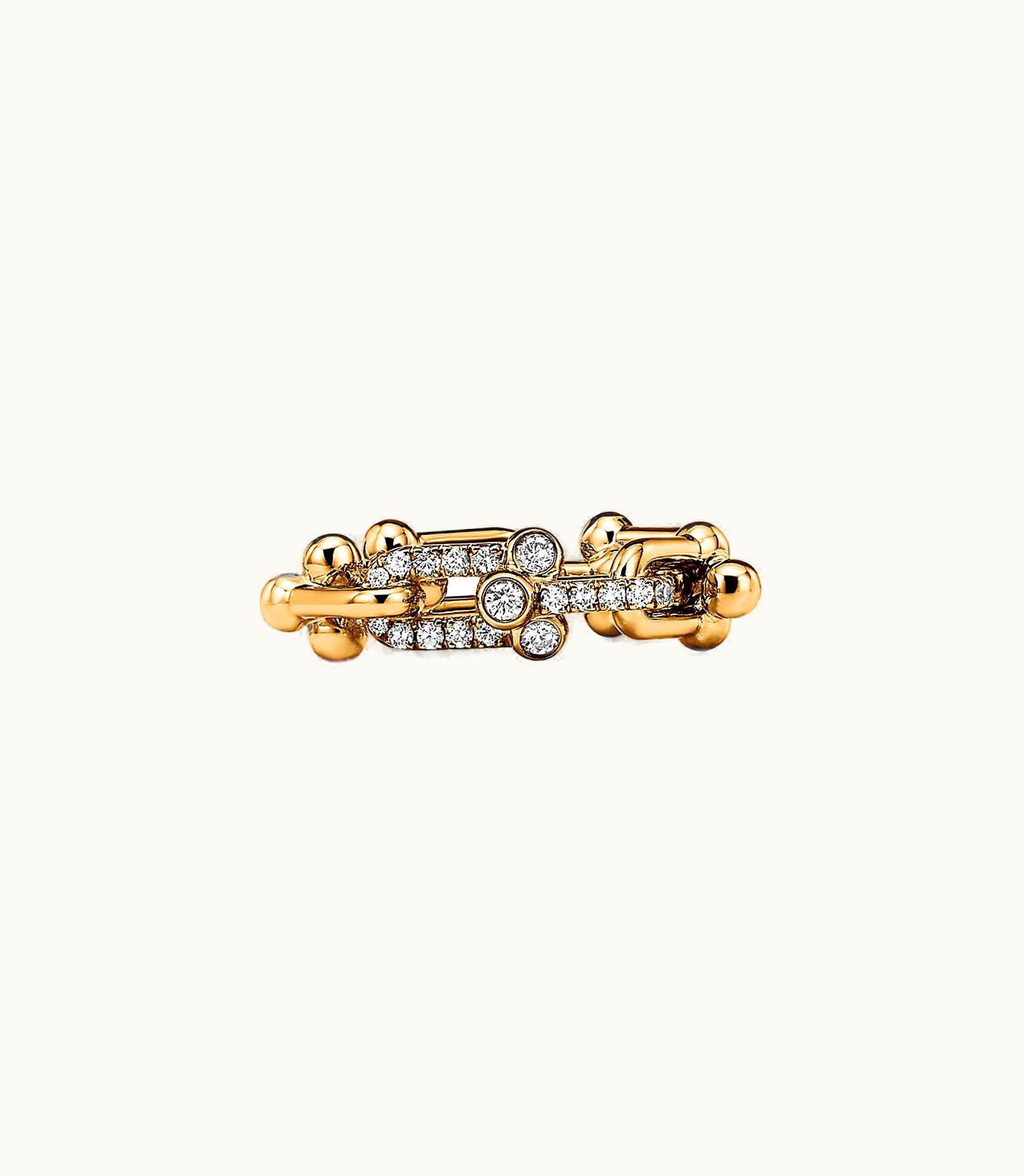 Tiffany & Co Tiffany Hardwear Small Link Ring In Yellow Gold With Diamonds