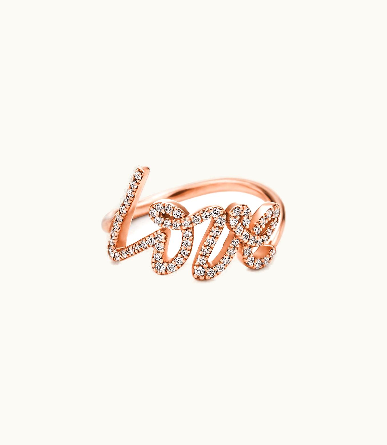 Tiffany & Co Paloma's Graffiti Love Ring In Rose Gold With Diamonds, Small
