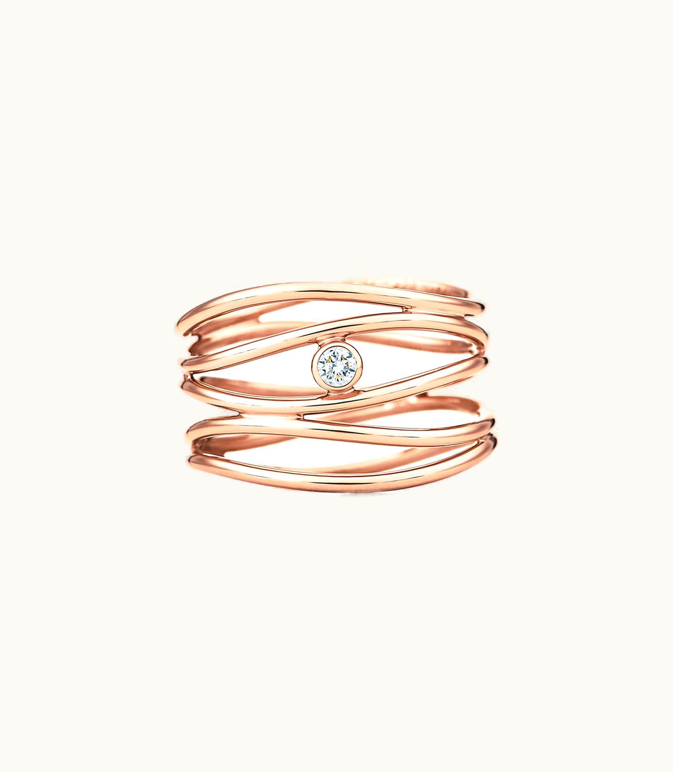 Tiffany & Co Elsa Peretti® Wave Five-Row Diamond Ring In 18K Rose Gold