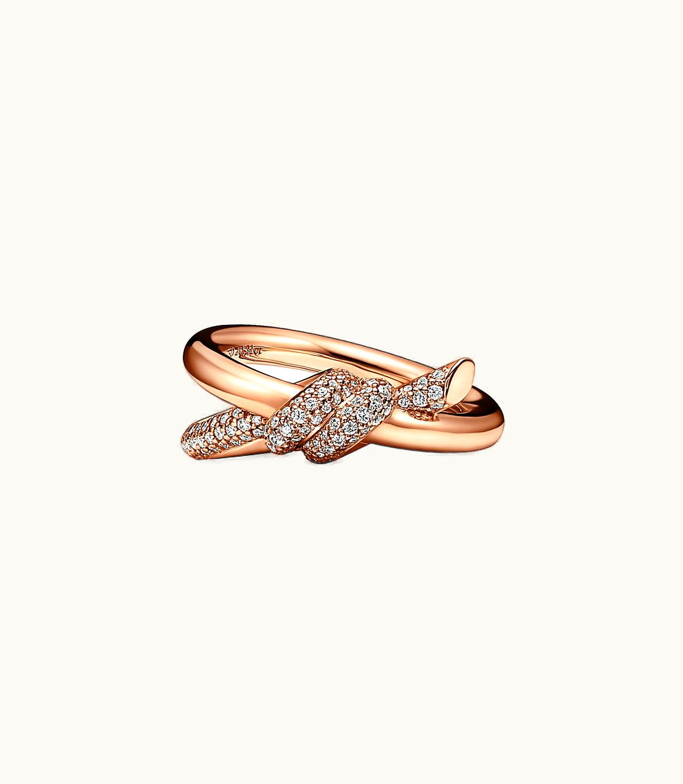 Tiffany & Co Tiffany Knot Double Row Ring In Rose Gold With Diamonds