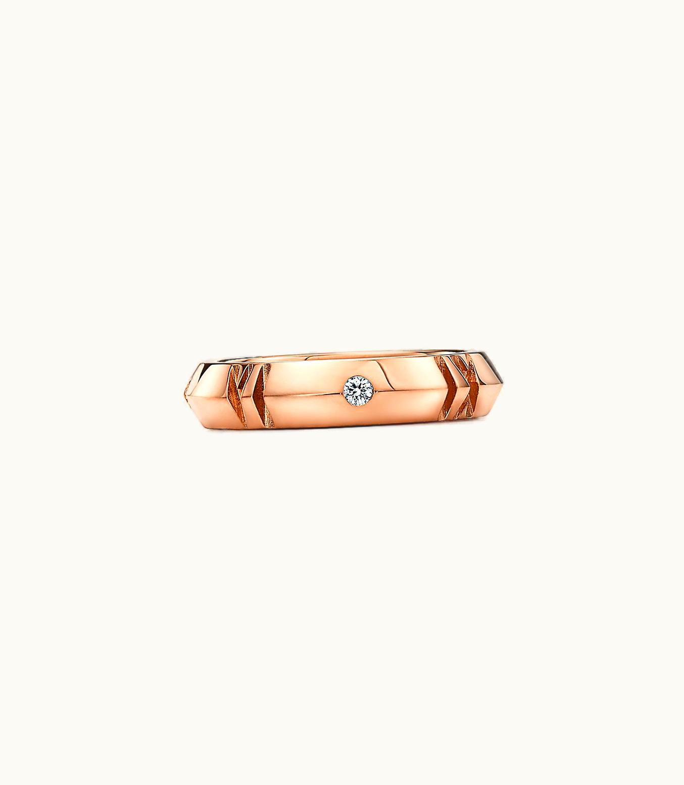 Tiffany & Co Atlas® X Closed Narrow Ring In Rose Gold With Diamonds, 4.5 Mm Wide
