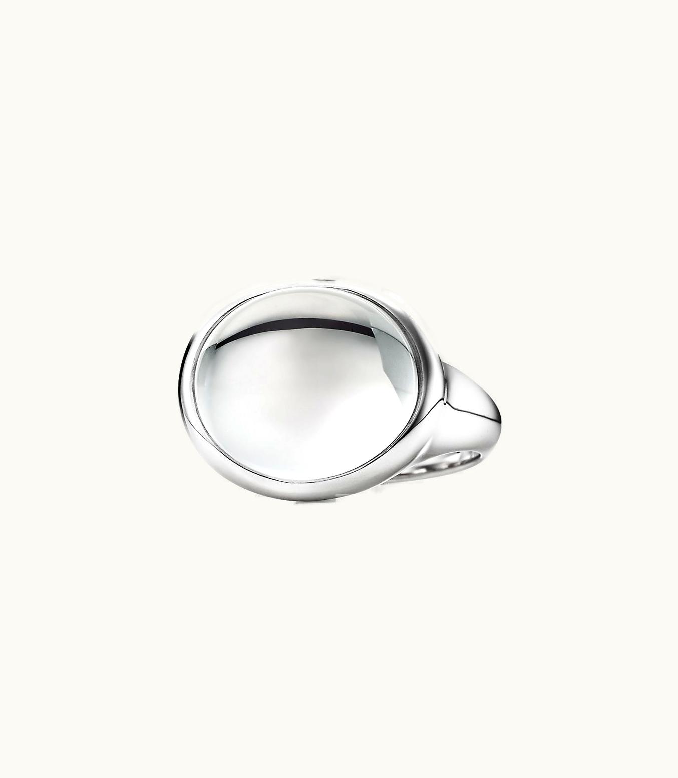 Tiffany & Co Elsa Peretti® Cabochon Ring In Sterling Silver With Rock Crystal, 15.5 Mm Wide