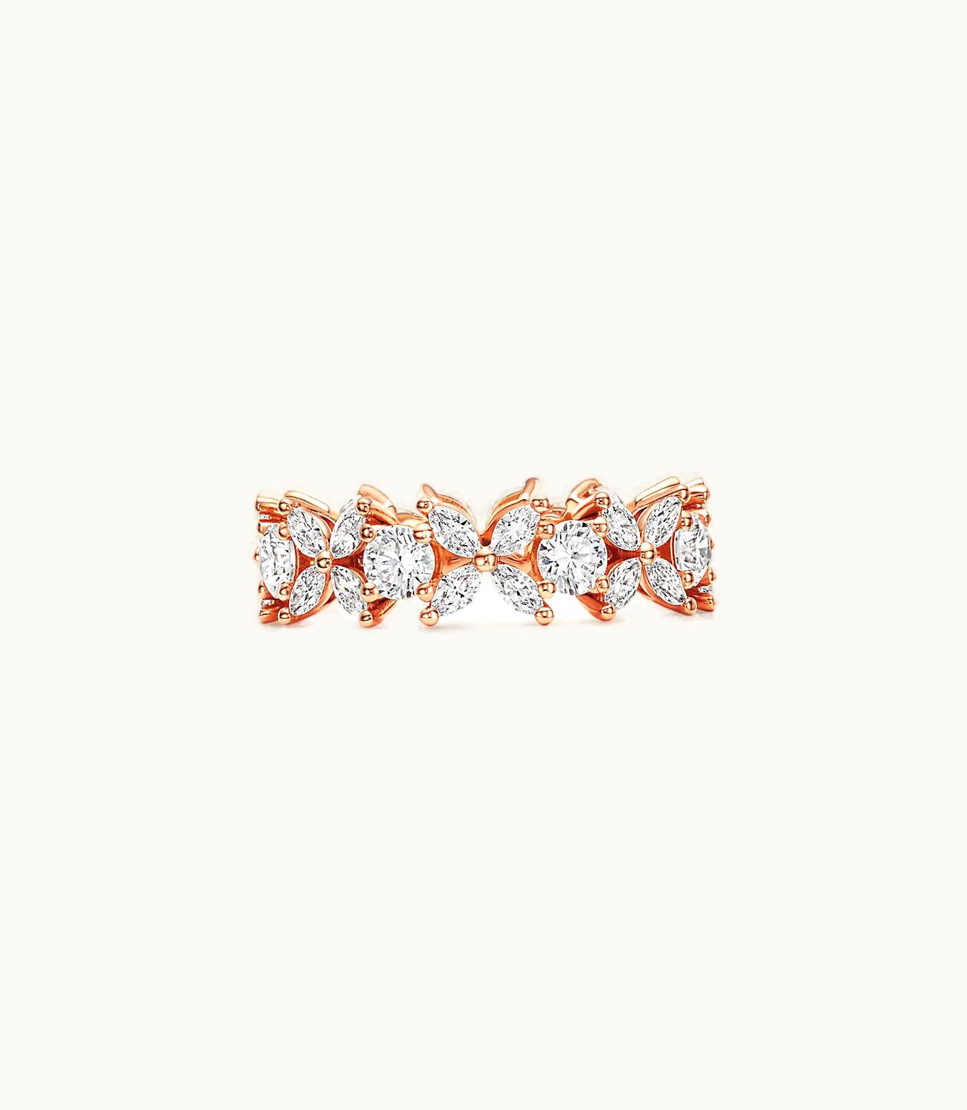 Tiffany & Co Tiffany Victoria® Alternating Diamond Band Ring In 18K Rose Gold