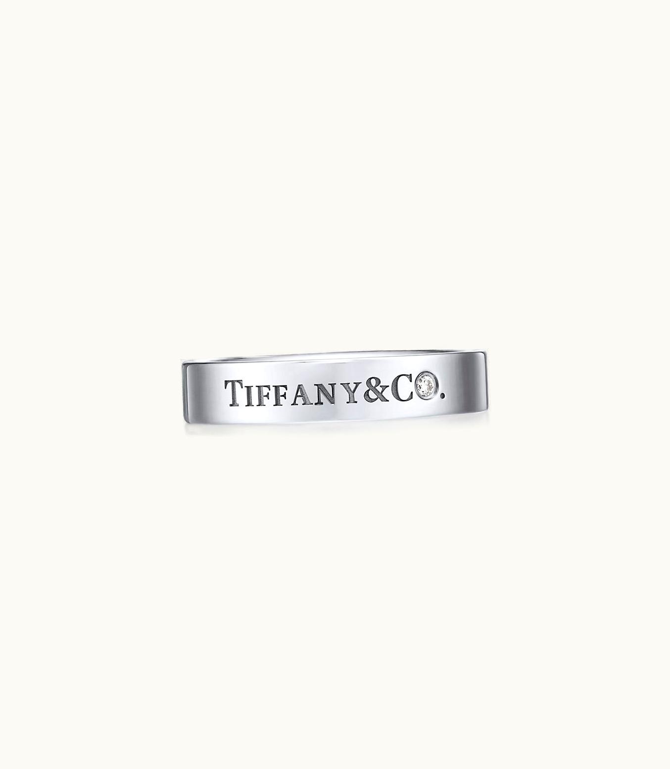 Tiffany & Co T&Co.® Band Ring In Platinum With A Diamond In Platinum With A Diamond