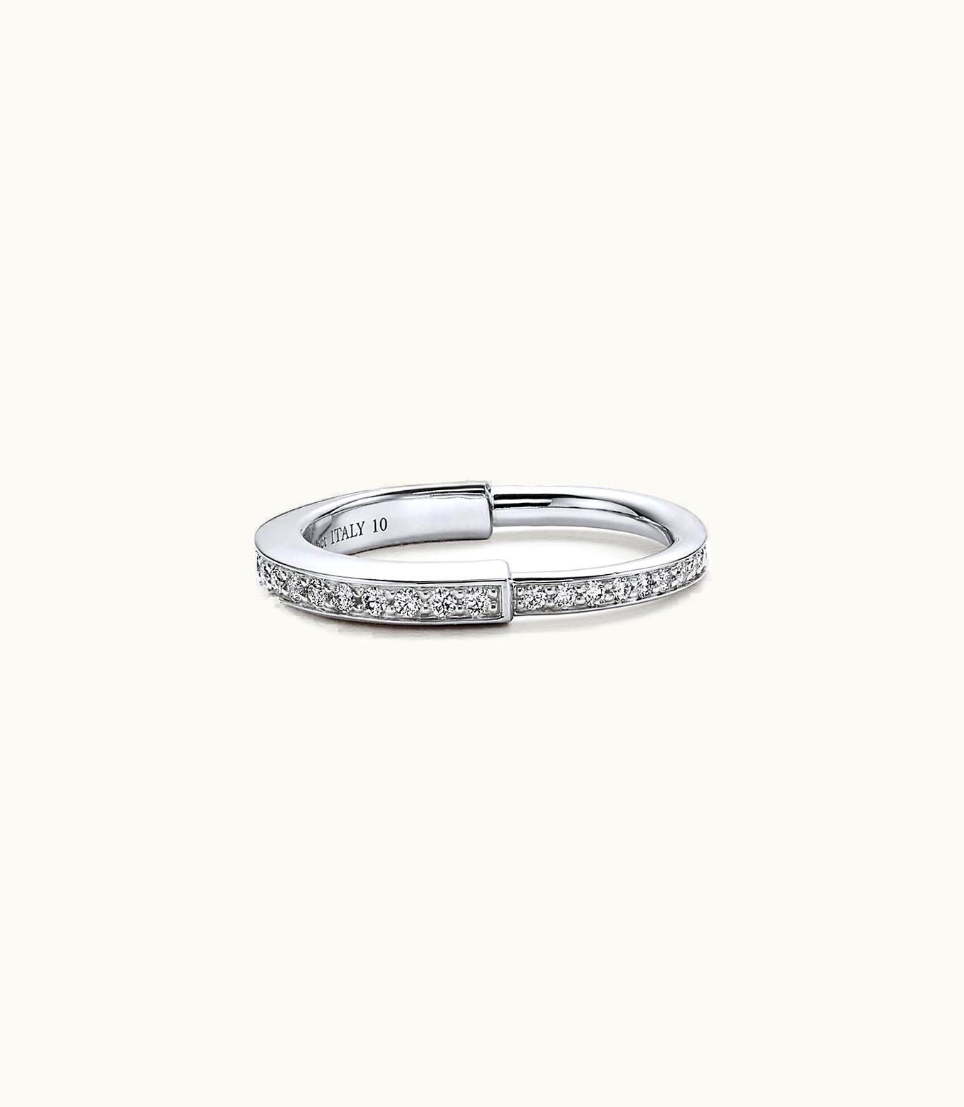 Tiffany & Co Tiffany Lock Ring In White Gold With Pavé Diamonds