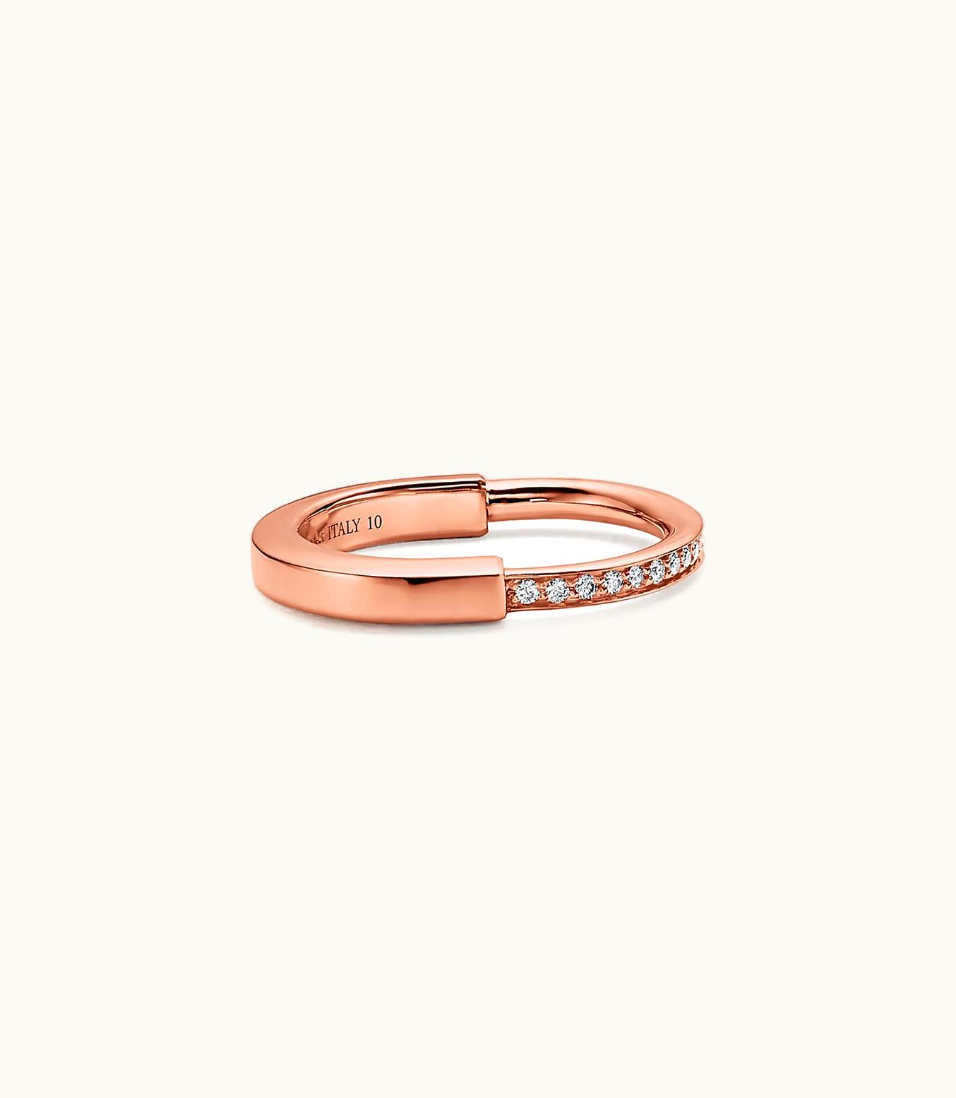 Tiffany & Co Tiffany Lock Ring In Rose Gold With Diamonds