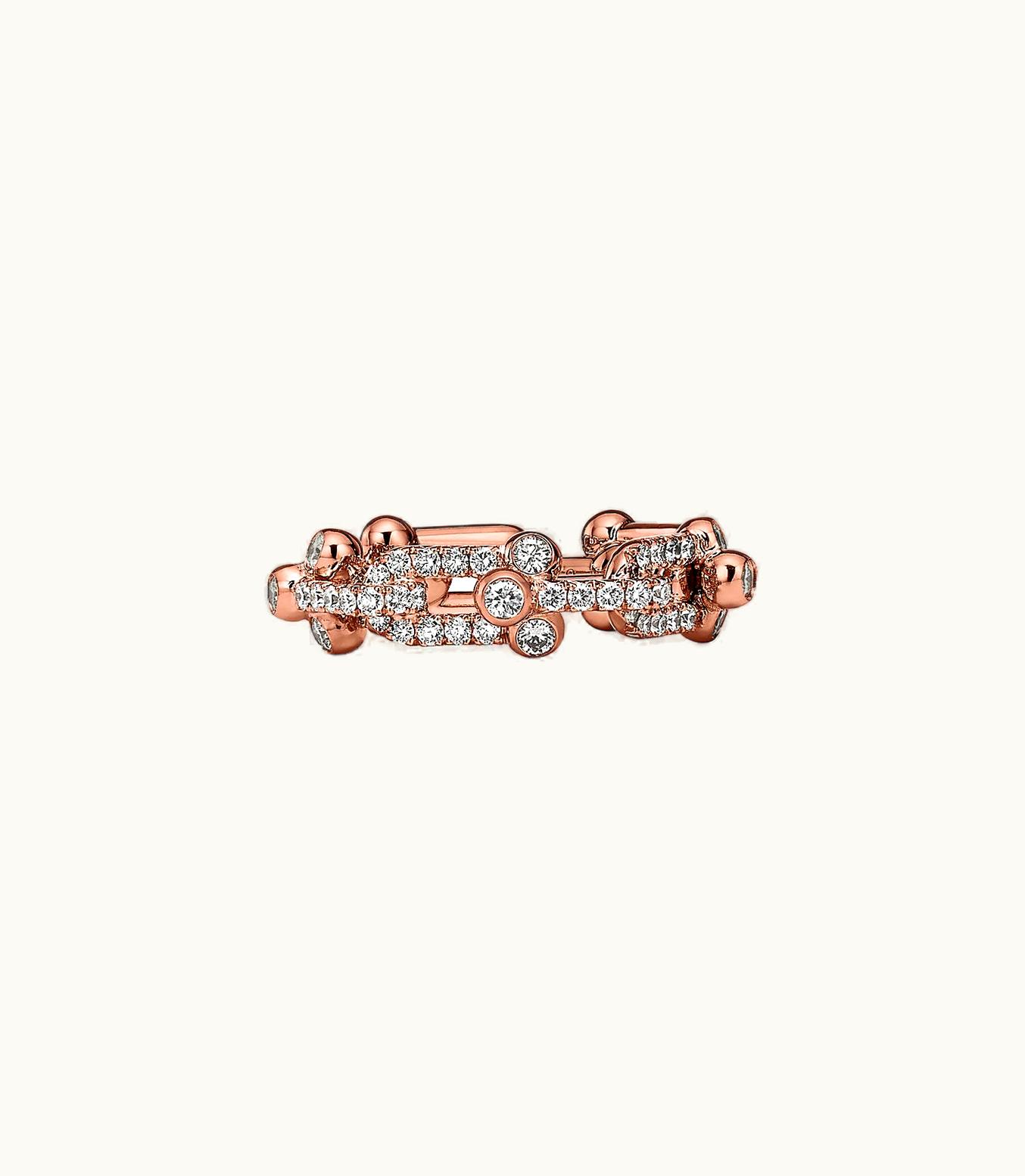 Tiffany & Co Tiffany Hardwear Small Link Ring In Rose Gold With Pavé Diamonds