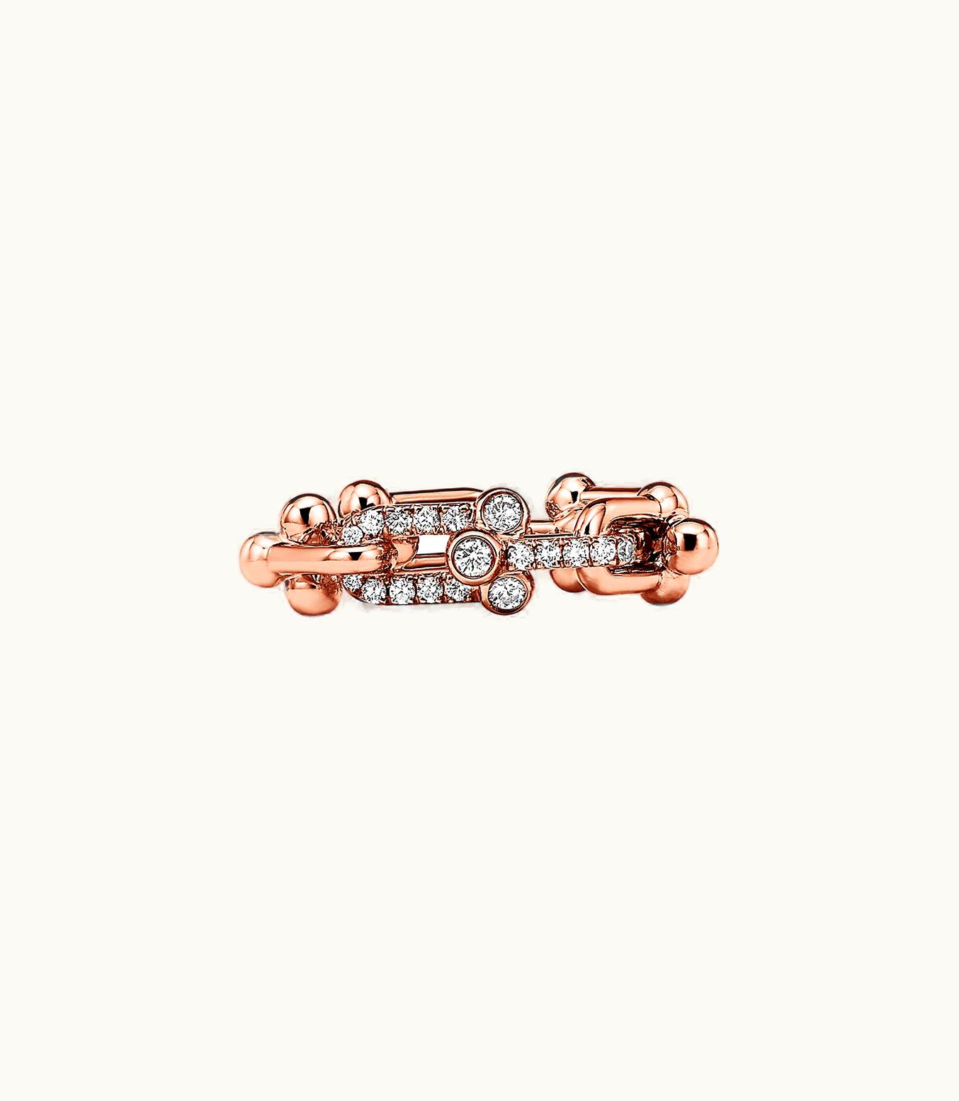 Tiffany & Co Tiffany Hardwear Small Link Ring In Rose Gold With Diamonds