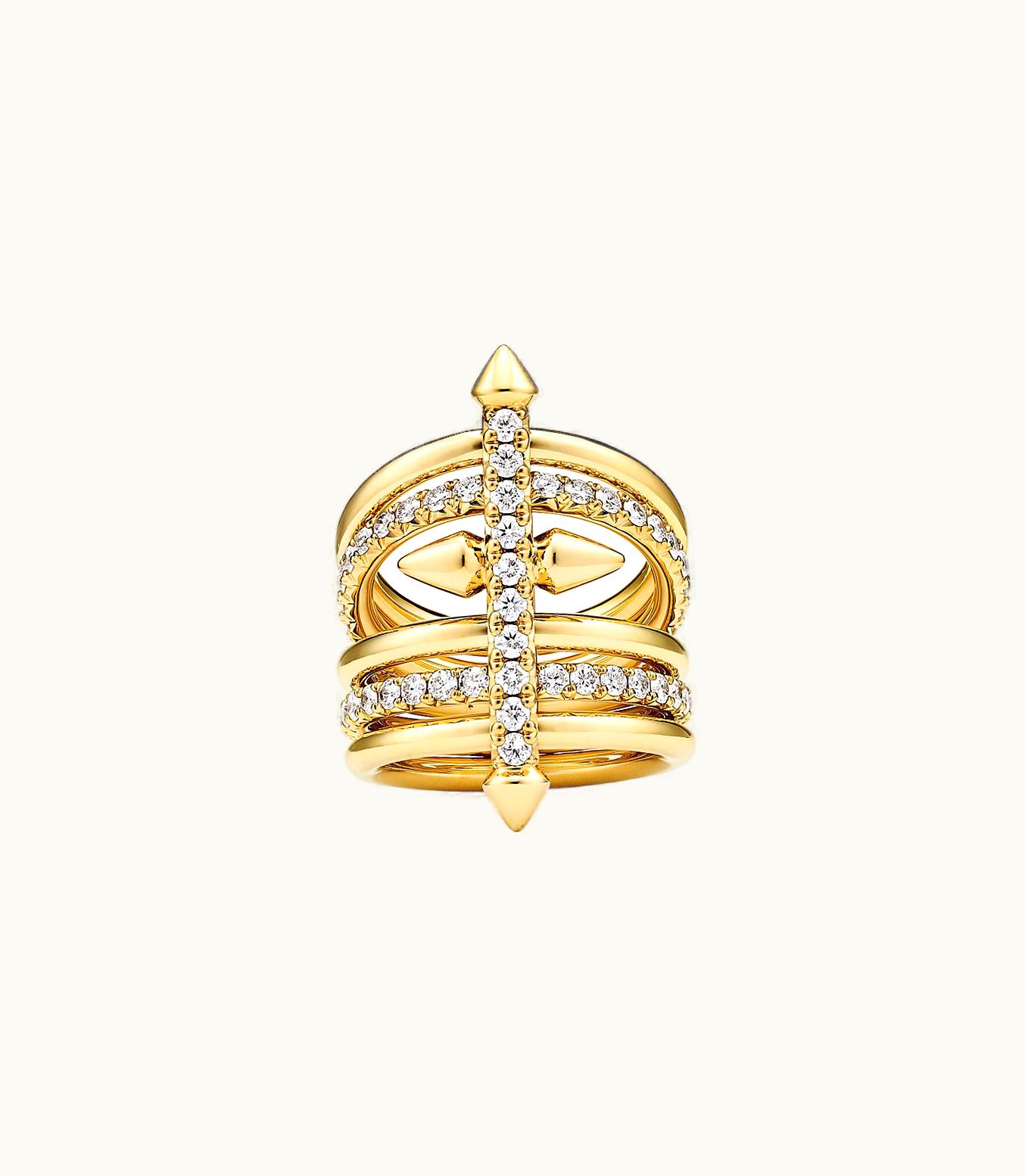 Tiffany & Co Tiffany Titan By Pharrell Williams Five-Row Ring In Gold With Diamonds