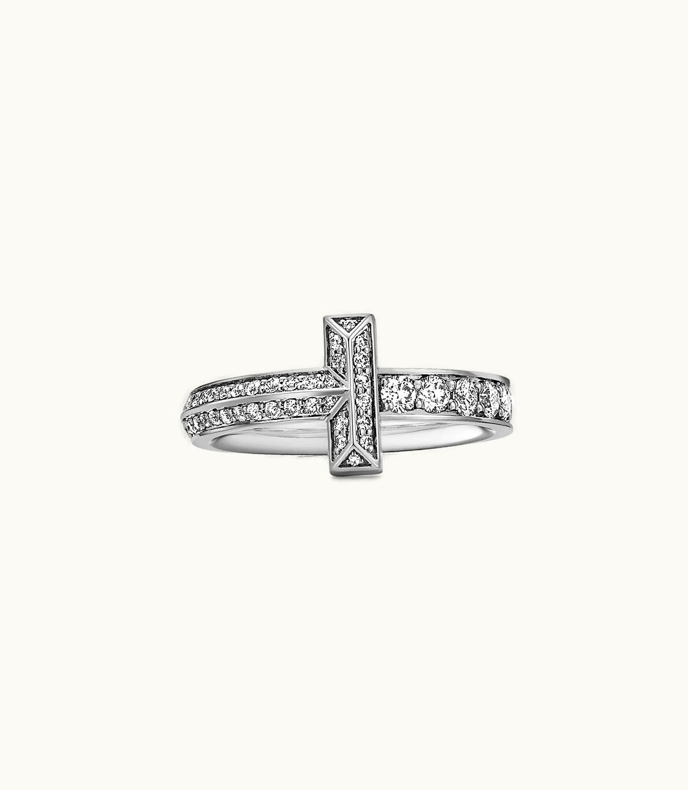 Tiffany & Co Tiffany T T1 Narrow Ring In White Gold With Diamonds