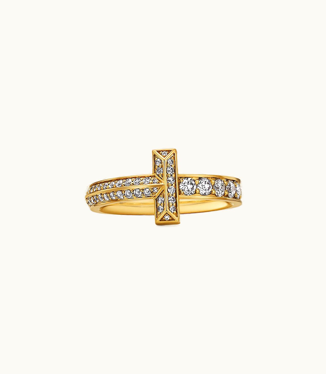 Tiffany & Co Tiffany T T1 Narrow Ring In Yellow Gold With Diamonds