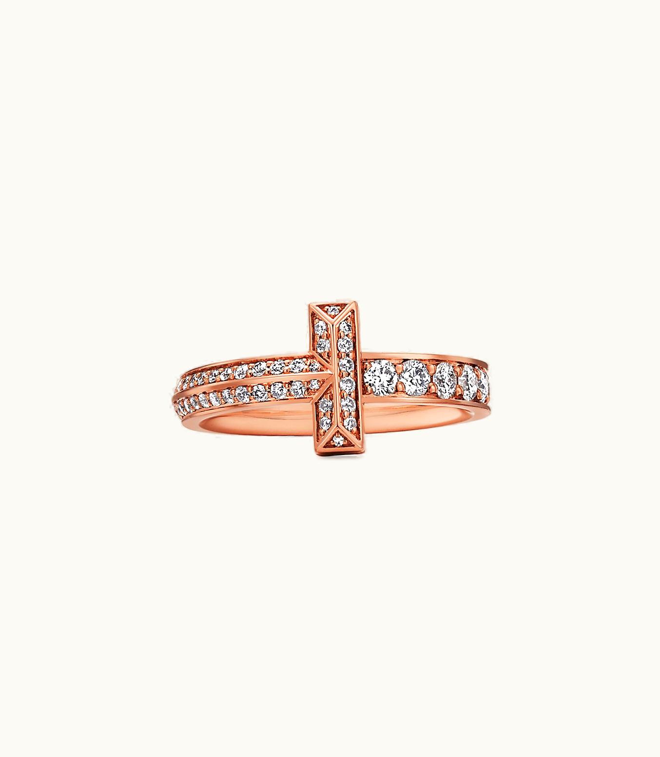 Tiffany & Co Tiffany T T1 Narrow Ring In Rose Gold With Diamonds