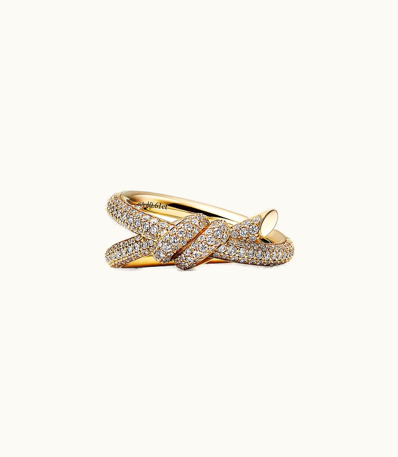 Tiffany & Co Tiffany Knot Double Row Ring In Yellow Gold With Diamonds In Yellow Gold With Diamonds