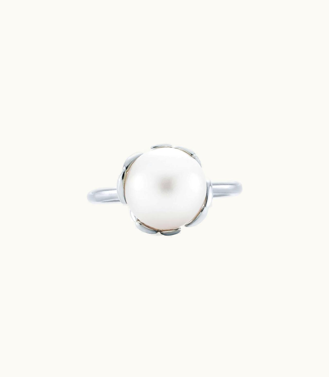 Tiffany & Co Paloma Picasso® Olive Leaf Pearl Ring In Sterling Silver
